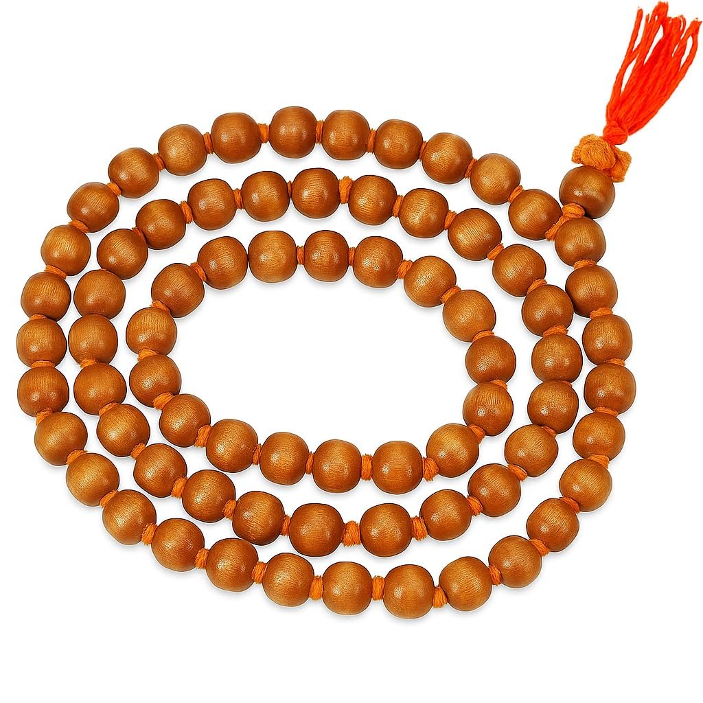 Garden Of Arts Pure Tulsi Jap Mala, 108+1 Beads, Natural Wood, Meditation Prayer Necklace with Red Tassel Set Of 2 Jap Mala