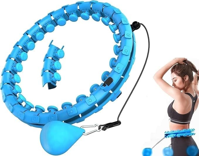 RIEO Smart Weighted Hula Ring Hoops, Hula Circle 24 Detachable Fitness Ring with 360 Degree Auto-Spinning Ball Massage, Gymnastics, Adult Fitness for Weight Loss