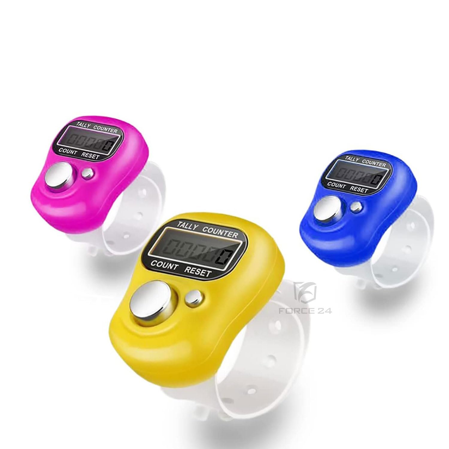 Force24 Multiuse Finger Counter Portable Hand Finger Counting Machine Digital Head Electronic Tally Counter (Pack of 3)