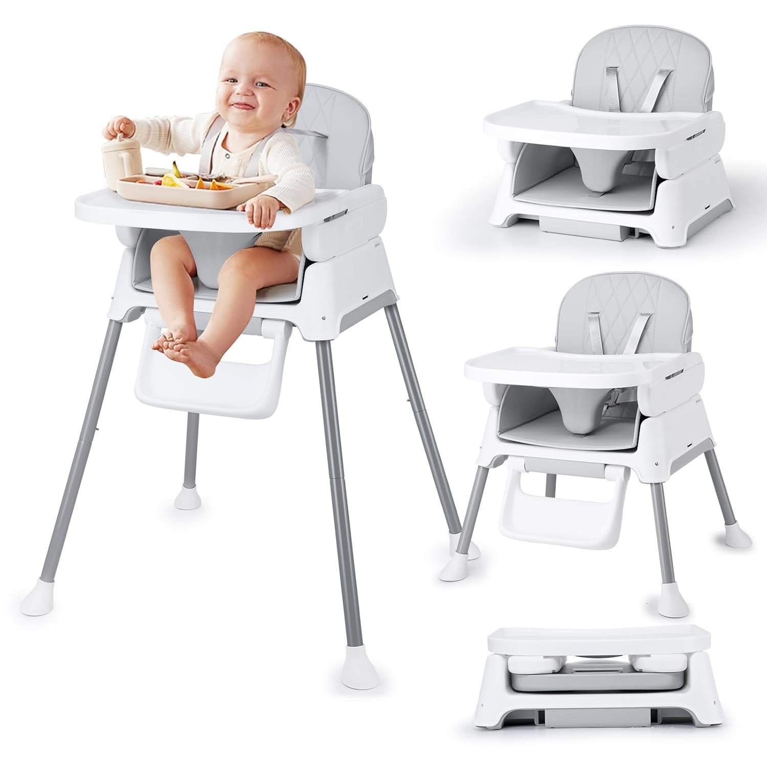 3 in 1 Baby High Chair, Bellababy Adjustable Convertible Chairs for Babies and Toddlers, Compact/Light Weight/Portable/Easy to Clean