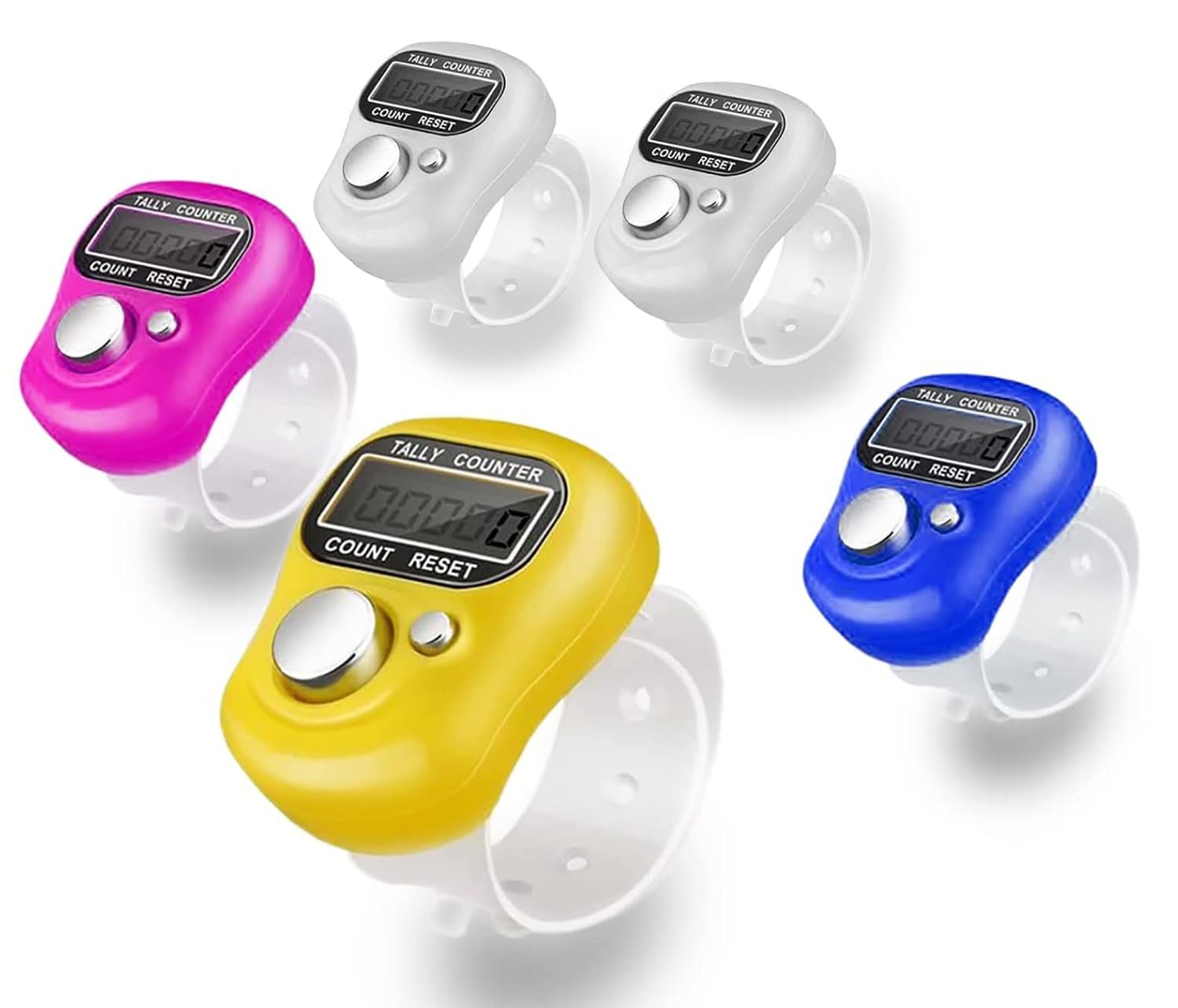 GLUN® Multiuse Finger Counter Portable Hand Finger Counting Machine Digital Head Electronic Tally Counter Pack of 5