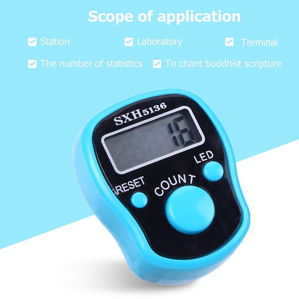FreshDcart Mini Hand Digital Tally Counter Finger Ring with LED Light Counting Machine for Mantra Jap, Cricket Umpire and Various Counting Purpose (Multicolor, Pack of 1) (Digital Tally Counter)
