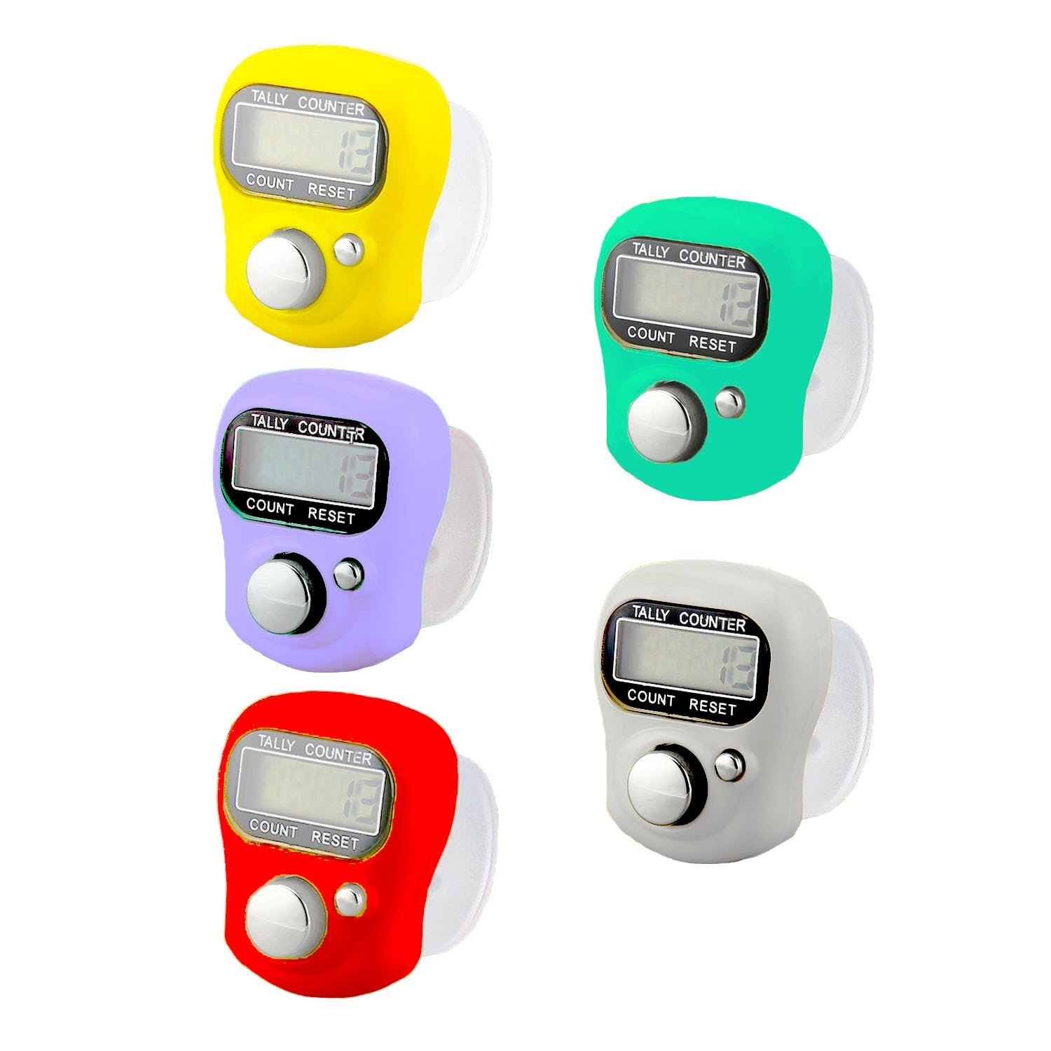 Electronic Finger Counter, Mini LCD Digital Display Hand Tally Counter 5-Digit Number Count Clicker, Resettable Counters Clickers for Knitting, Crochet, Coaching, Lap, Golf, Toddler & Fidget 5 Colors