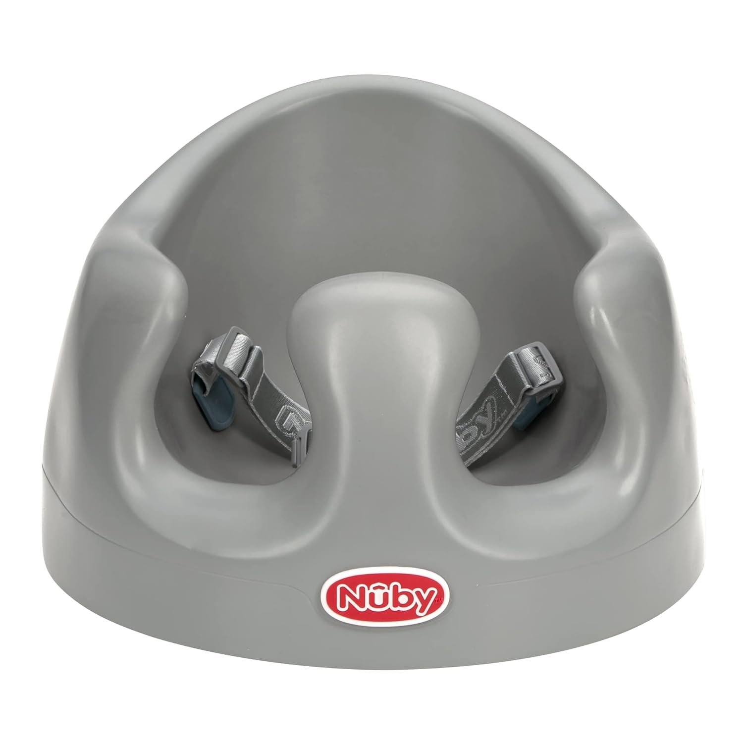 Nuby My Floor Seat – Portable Baby Chair with Soft Foam Cushion, Safety Harness, and High Back Design – 4+ Months – Gray