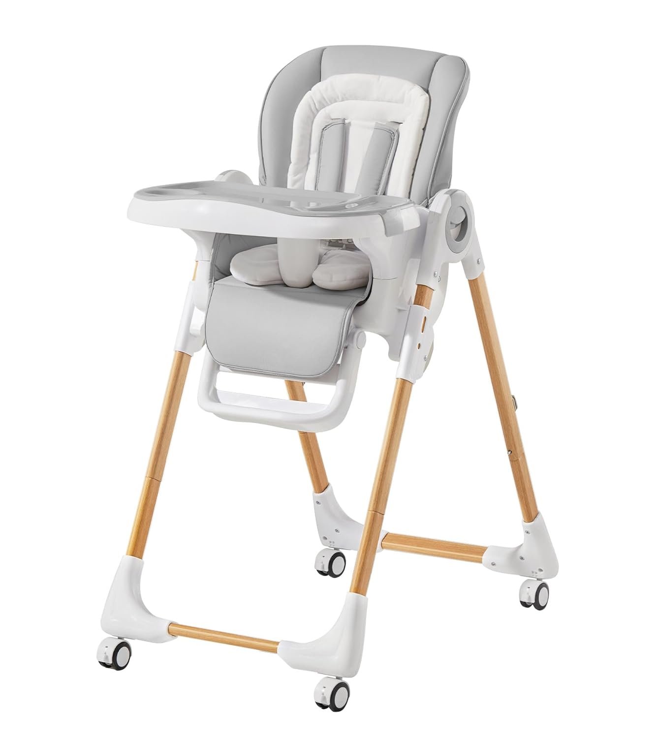 Mallify Convertible High Chairs for Babies and Toddlers, Height Adjustable Baby High Chair, High Chair with Removable Tray, Adjustable Backrest, Portable Baby Dinning Chair with Lockable Wheels