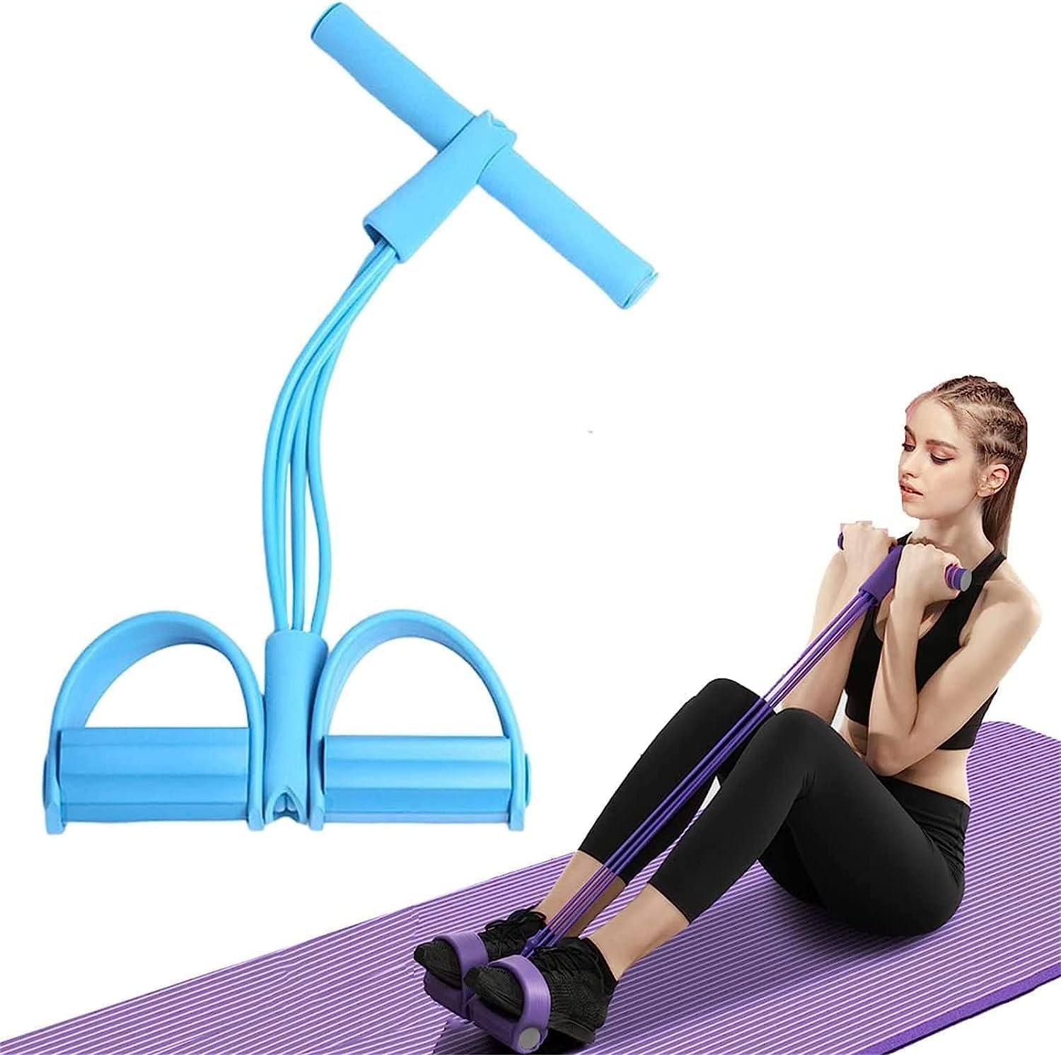 ALN® Rubber Tummy Trimmer Latex Pull Reducer 4 Tubes Resistance Band Pedal Exerciser | Full Body Workout | Home Gym Fitness Equipment | Men & Women| Yoga| Crossfit | Strectching Exerciser| Fitness