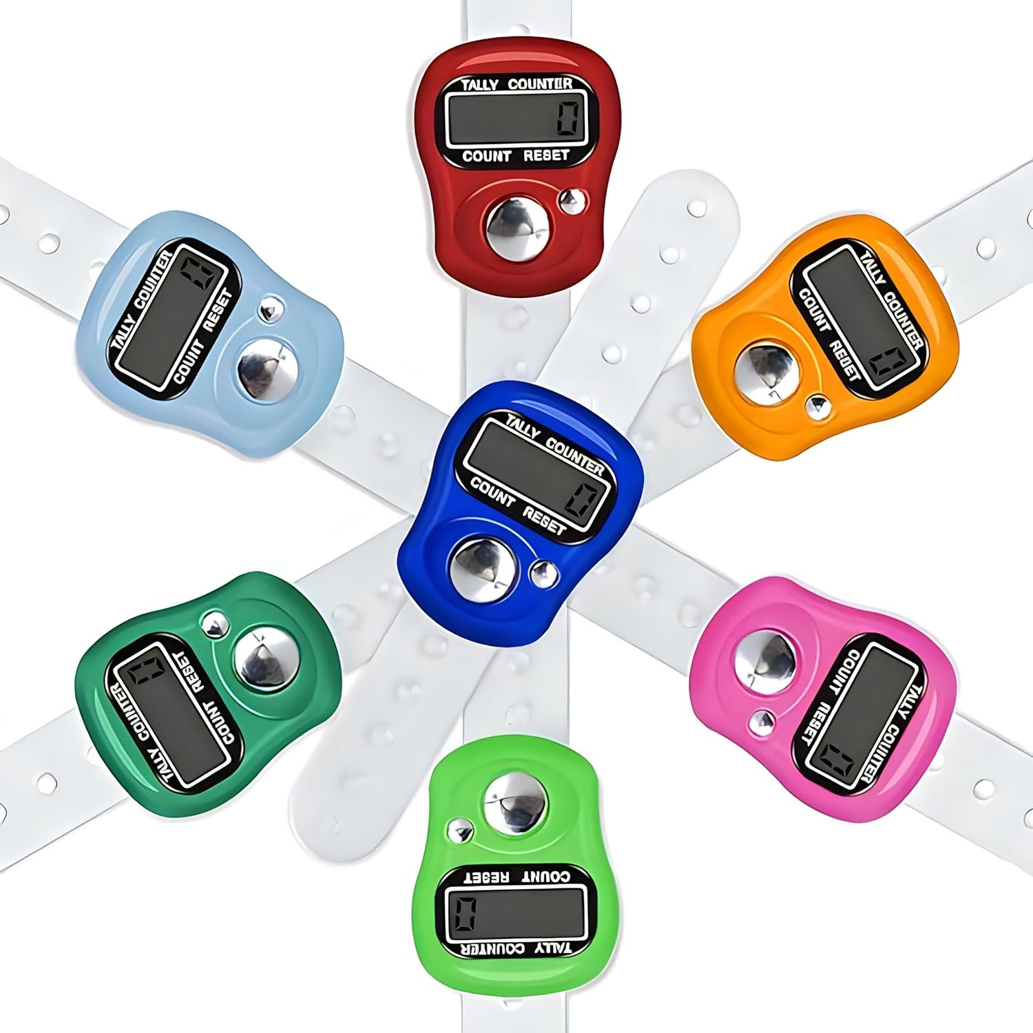 Oblivion Counter for Chanting Mantra – 5pcs Digital Handheld Finger Tally & Jap Mala – Portable Multicolor Electronic Number Clicker – Multiuse Mini Counters for Prayer, Meditation, Sports & Counting