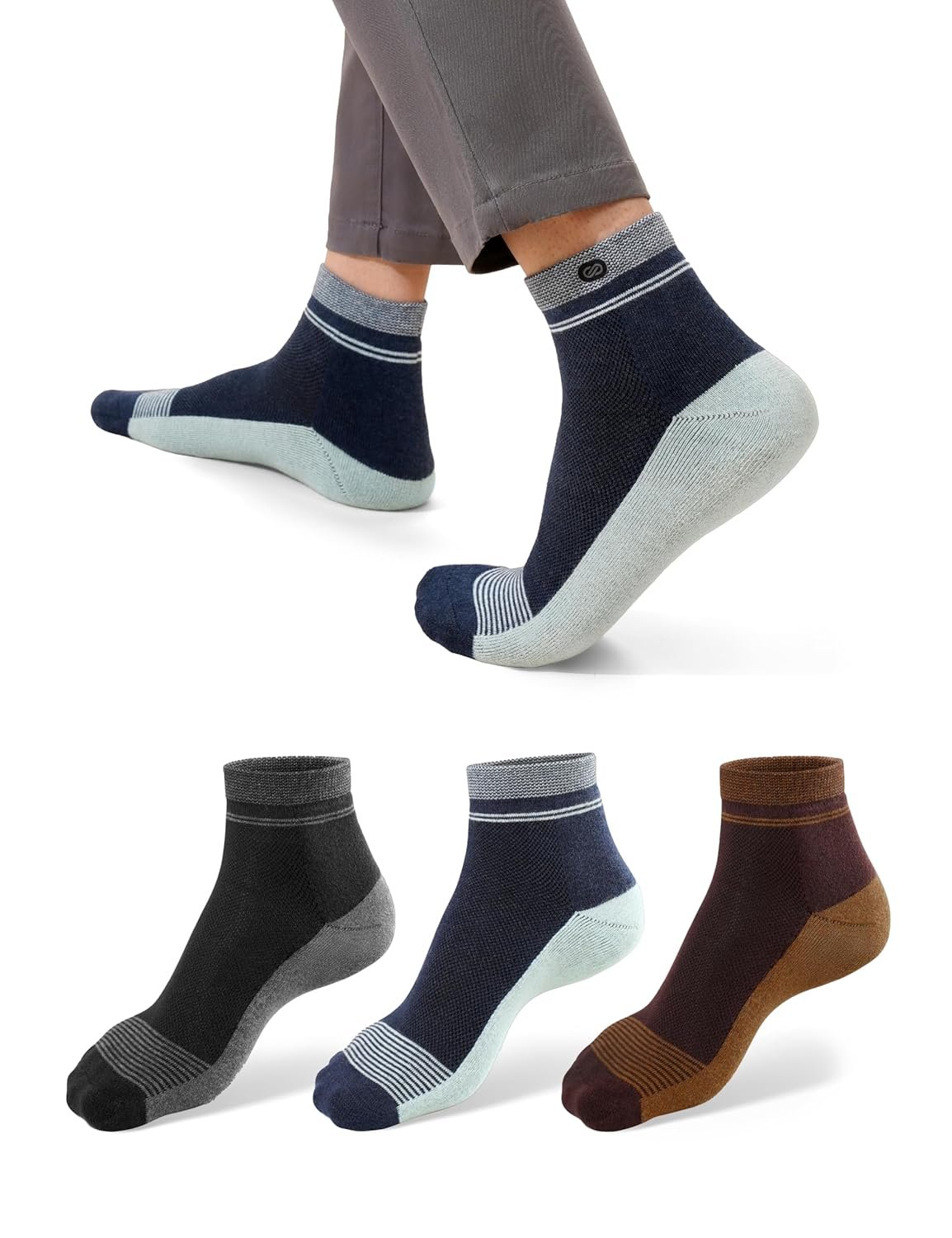 Symbol Premium Men’s Cotton Sports Socks Unisex | High Ankle Length | Odour-Free & Anti-bacterial | Cushioned Base | Available in Combo Packs