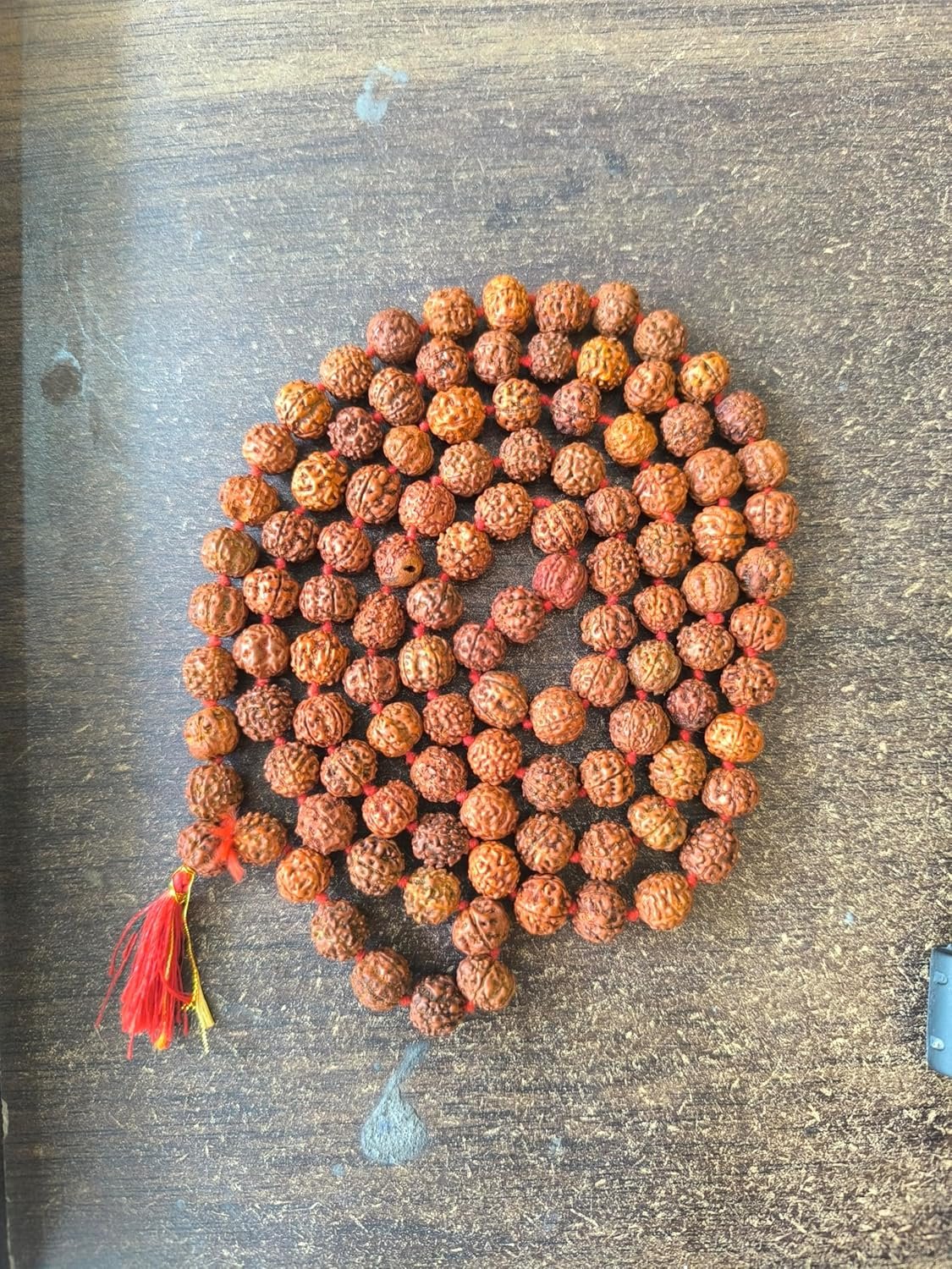 Haridwar Divine 108 Beads Rudraksha Natural Seed Prayer Beads Rudraksha 108 Mala Powerful Rudraksha Mala for Positive Vibes, Meditation, Mantra Japa Mala, Shiv Blessings