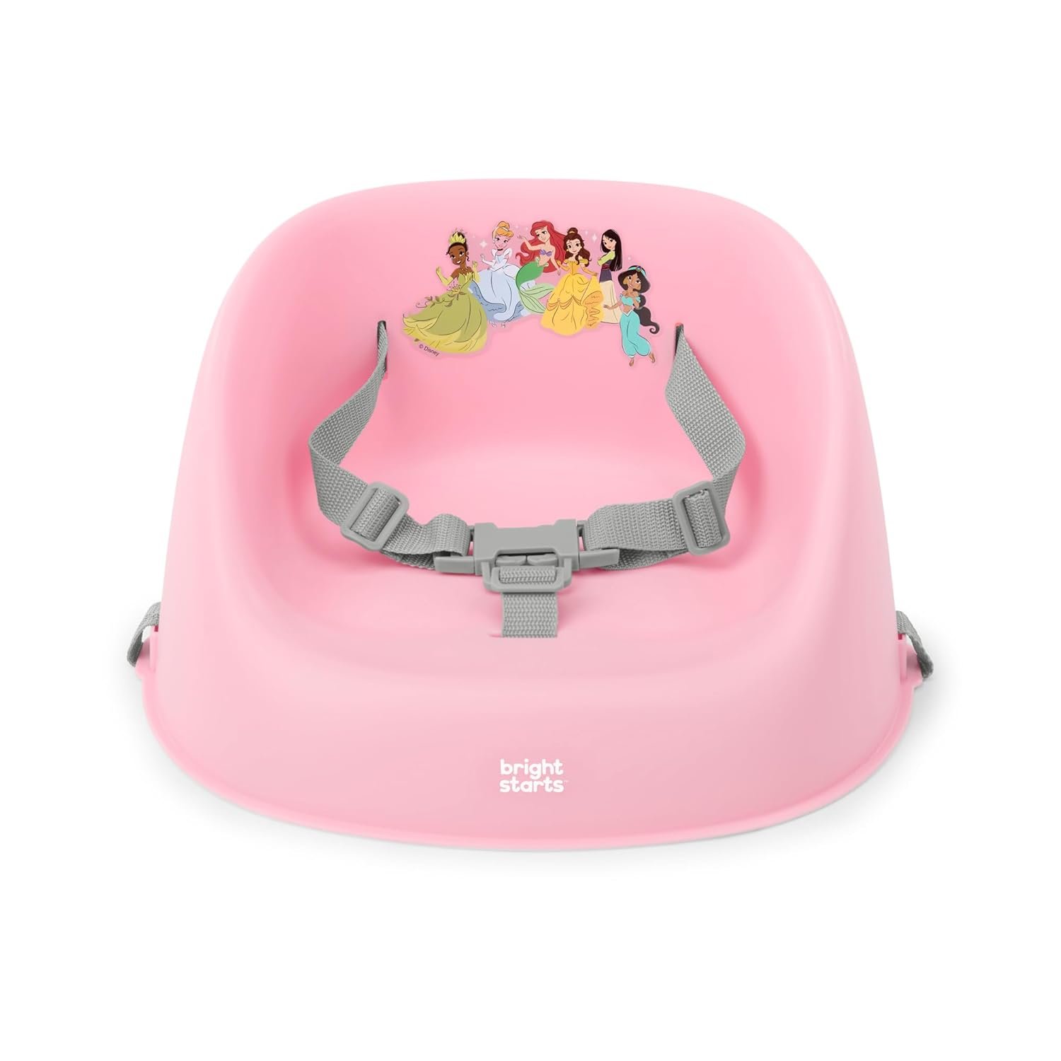 Bright Starts Disney Princess My Spot Easy-Clean Baby Booster Feeding Chair, 3-Point Harness, Washable Removable Straps, Pink