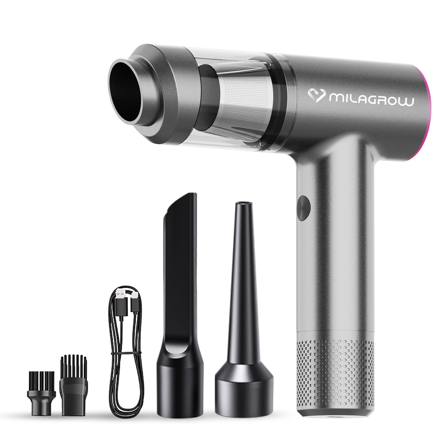 MILAGROW Duster Lux Portable Vacuum Cleaner with Powerful 14000Pa Suction, Handheld Portable Vacuum Cleaner & Blower, Cordless & Rechargeable with Multipurpose Accessories for Car/Home/office/Outdoors