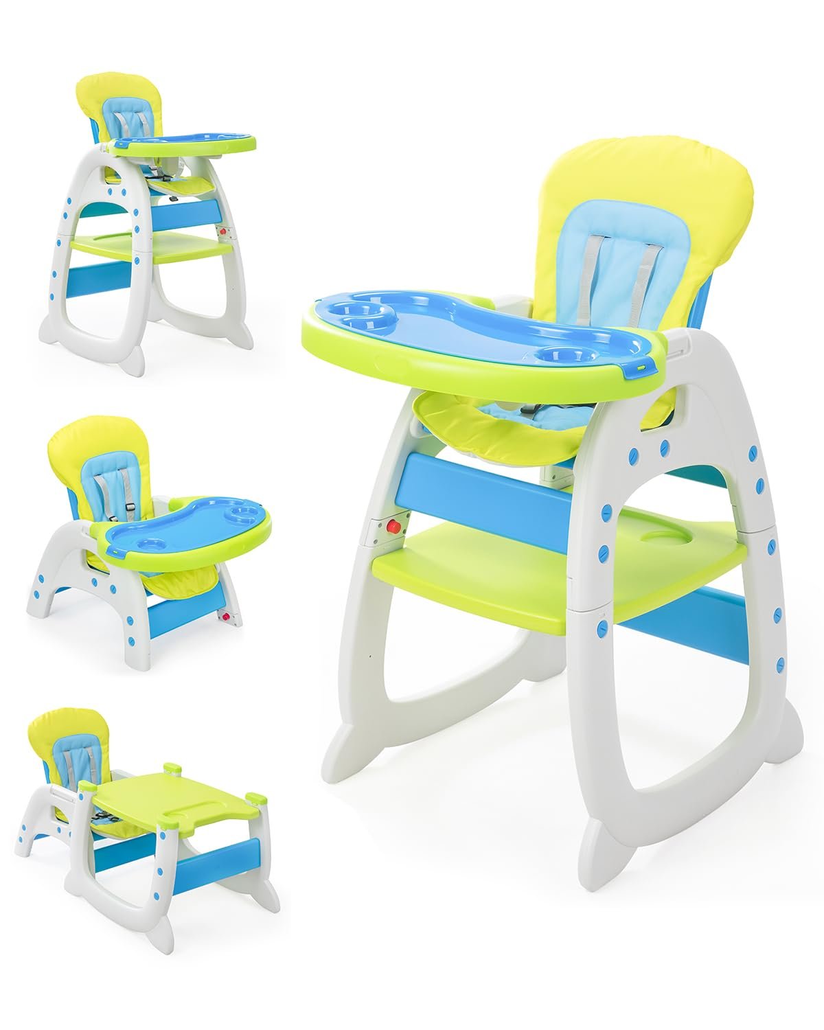 SANDINRAYLI High Chair | 3 in 1 High Chairs for Babies and Toddlers | Convertible Baby High Chair | Adjustable Easy Clean Feeding Chair | Multifunctional Infant Food Chair for 6 Months and Up