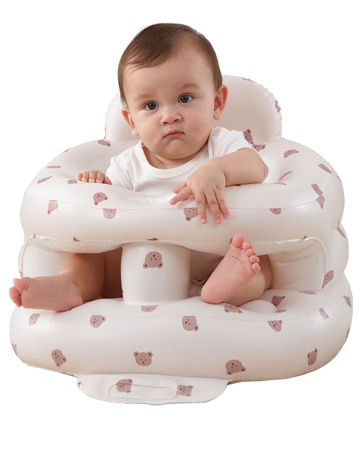 Upgrade Surround Inflatable Baby Seat for Babies 3-36 Months, Built in Air Pump Surround Bumbo Seat with Tray, Load-Capable Baby Chair Sit Me up Floor Seat for Baby, Learning to Sit&Feeding