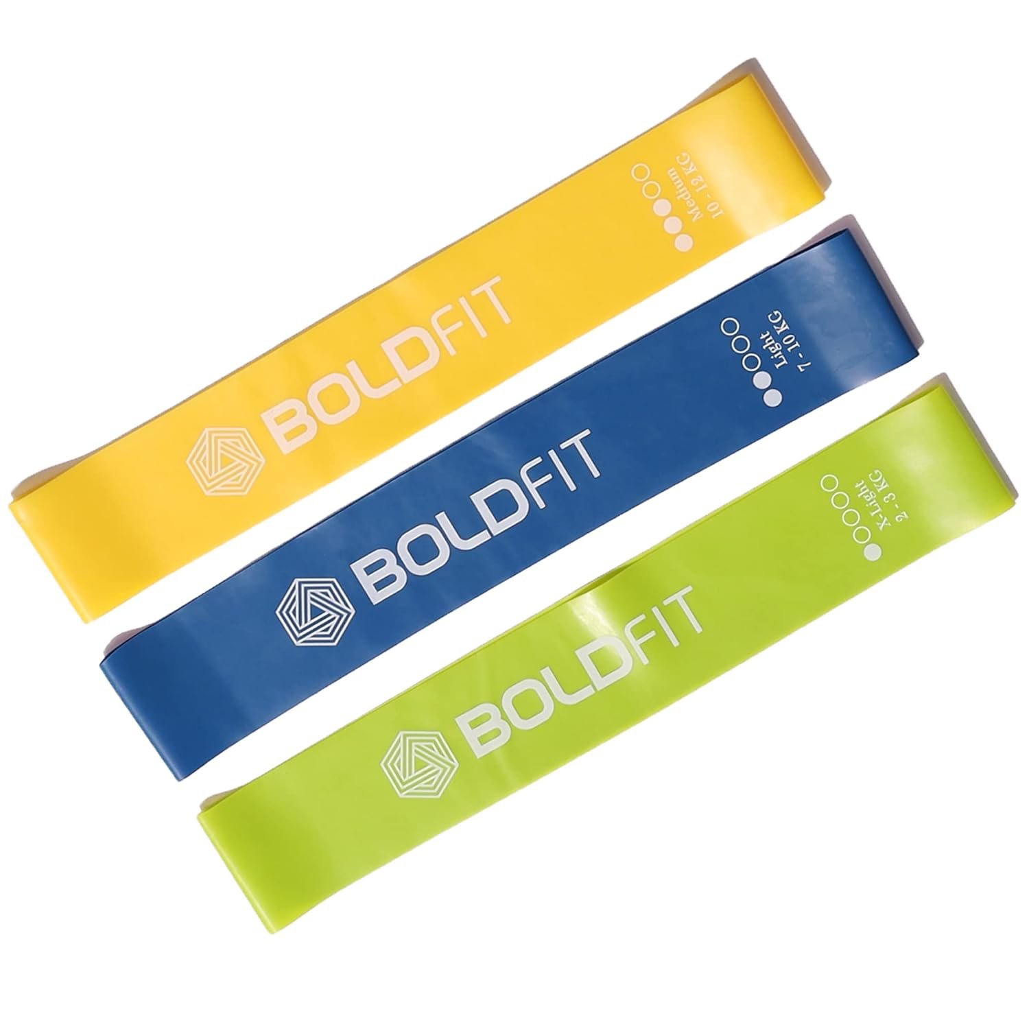 Boldfit Resistance Bands Mini Loop Set (Pack of 3) Hip / Toning Exercise for Gym Booty Belt / Latex / Thera / for Fitness, Multicolor, (RMiniloopLightSet3)