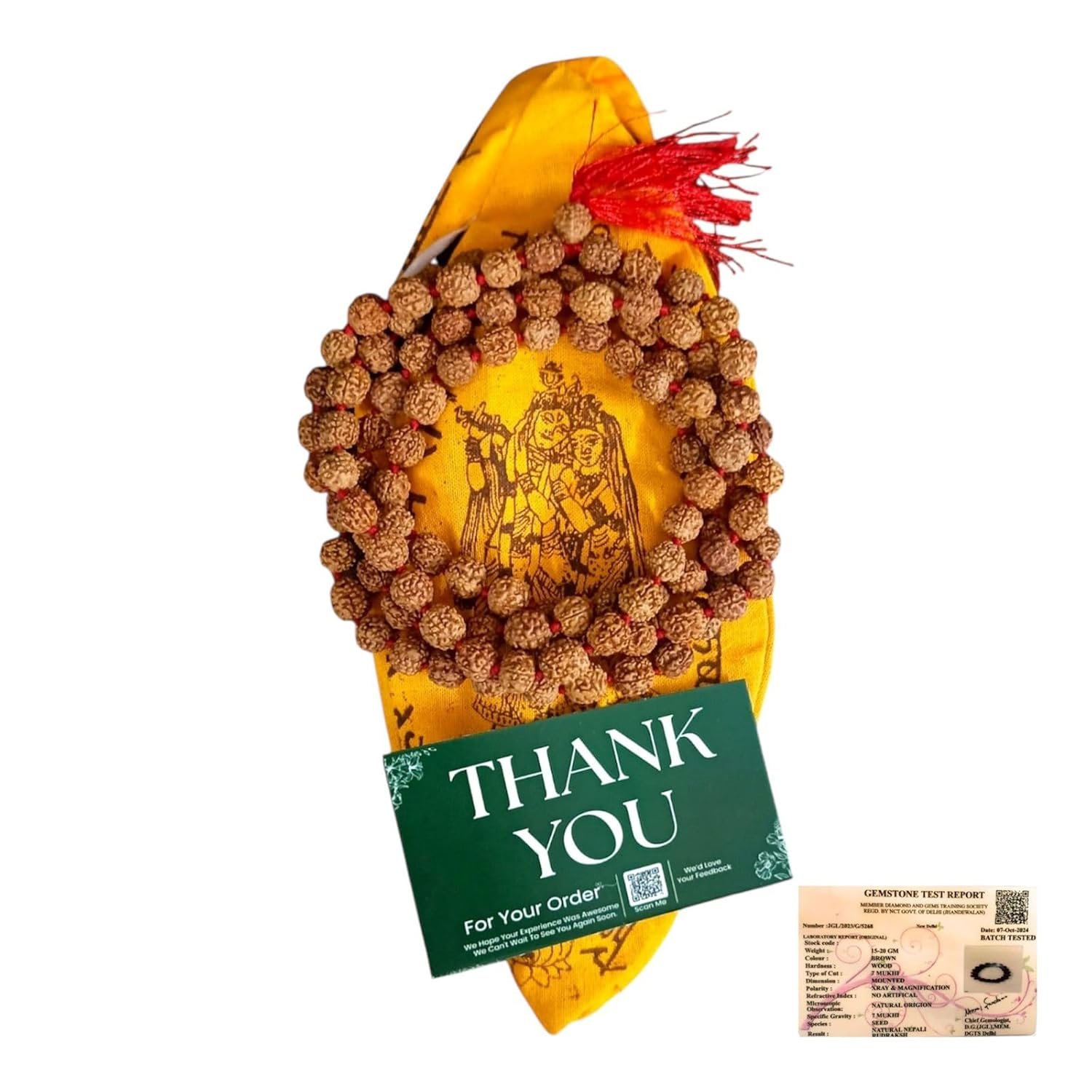 Original Lab Certified 5 Mukhi Rudraksha Jaap Mala | 108 Natural Nepali Rudraksha 8mm Beads Without Artificial Colors | Best for Pooja , Meditation , Chanting | Unisex Rosary for Wearing in Neck/Holding for Men & Women | Car Dashboard