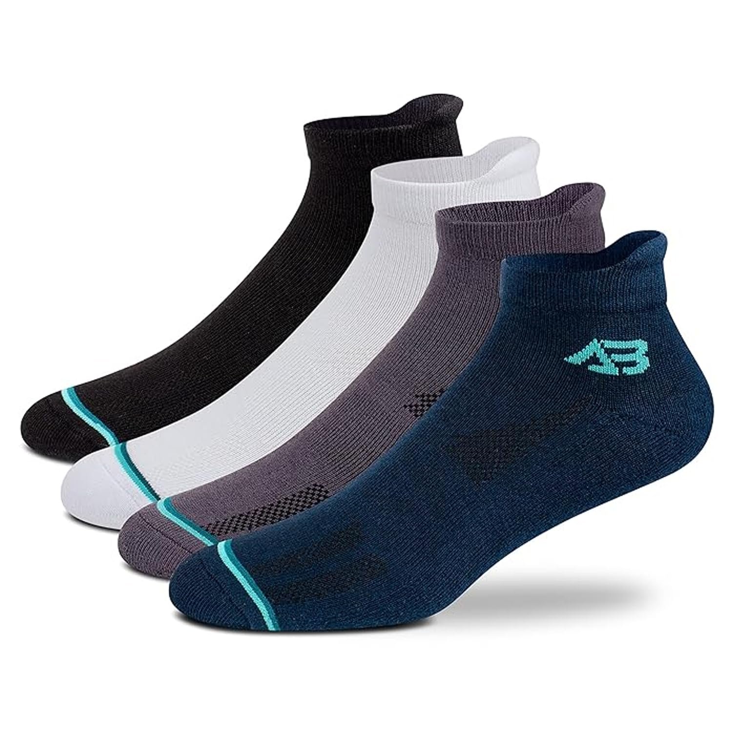 Antonio Benedetto Sports Ankle Length Unisex Socks, Made With Breathable, Anti Odour & Moisture Absorbent Combed Cotton with a Extra Durable Welt, Ideal for All Day Wear, Free Size (Pack Of 4)
