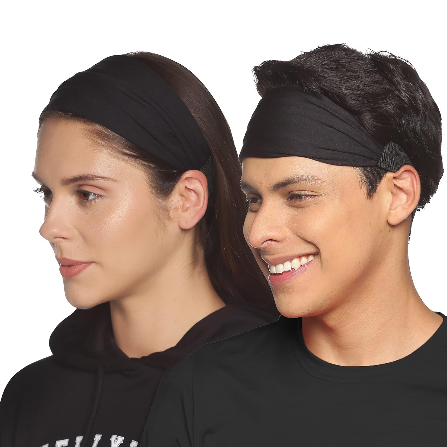 Boldfit Gym Headband for Men and Women – Sports Headband for Workout & Running, Breathable, Non-Slip & Quick Drying Head Bands for Long Hair (Black), One Size (HeadBandBlack)