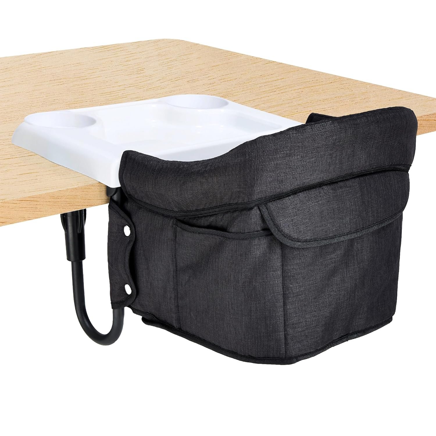 Portable Hook On High Chair with Tray for Babies & Toddlers, 6-36 Months, Collapsible Design, Fits Tables 0.8″ to 3.5″ Thick, Easy to Clean, with Travel Bag