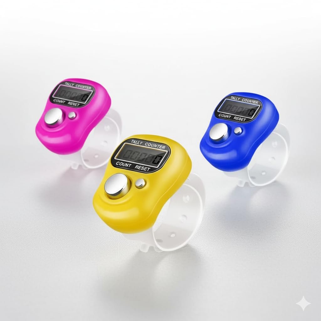 Digit Electronic Tally Counter Finger Ring Pack of 3 – Digital Japa Counter, Naam Jap Counting Machine, Jaap Counter Machine for Chanting (Tally Counter) (Pack of 3)