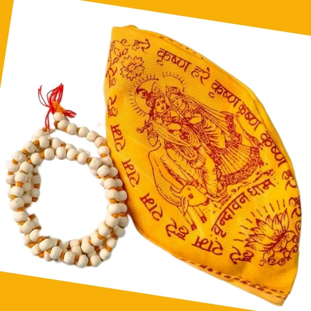 Veena Enterprises tulsi Japa Mala 108 Beads Tulsi Jap Mala for Mantra Jaap with Gomukhi Jaap Bag Krishna Japa Mala Iskcon Krishna Japa Mala (Pack of 1) || VN#152
