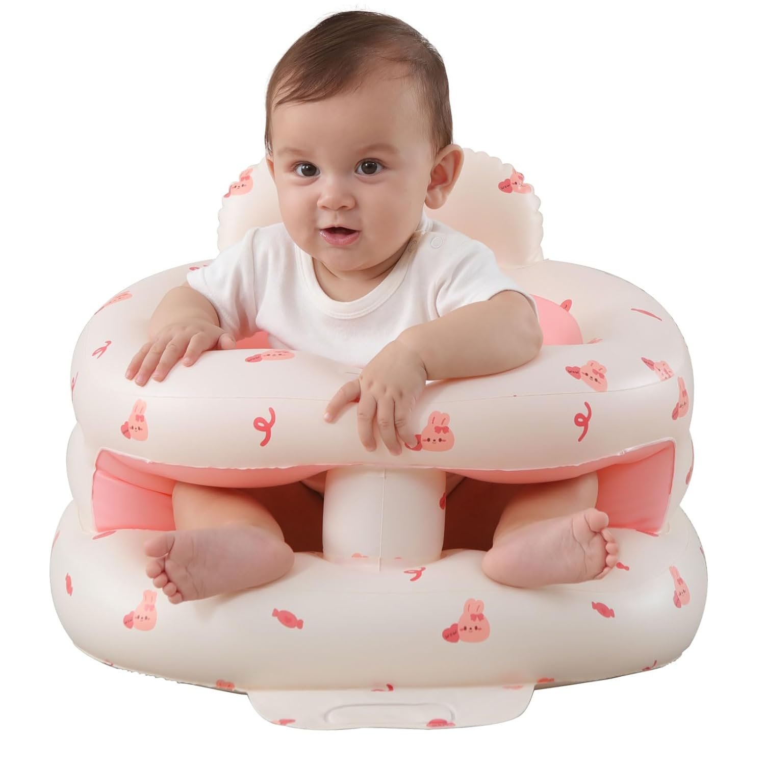 Upgrade Surround Inflatable Baby Seat for Babies 3-36 Months, Built in Air Pump Surround Bumbo Seat with Tray, Load-Capable Baby Chair Sit Me up Floor Seat for Baby, Learning to Sit&Feeding