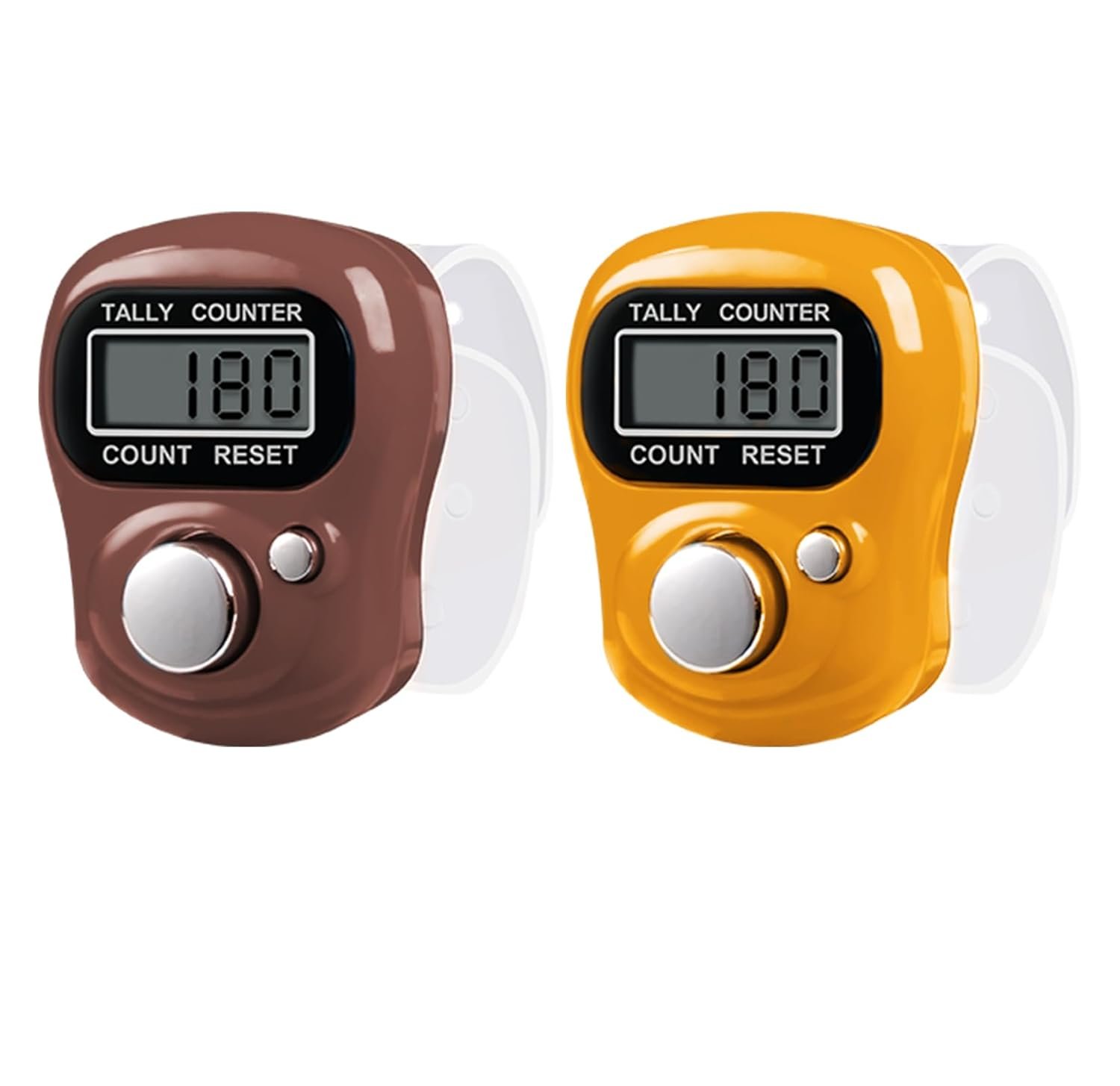 Amble Counter for Chanting Mantra, Naam Jap Counting Machine, Tasbih Counter, Counting Machine for Finger, Set of 2 – Brown/Orange