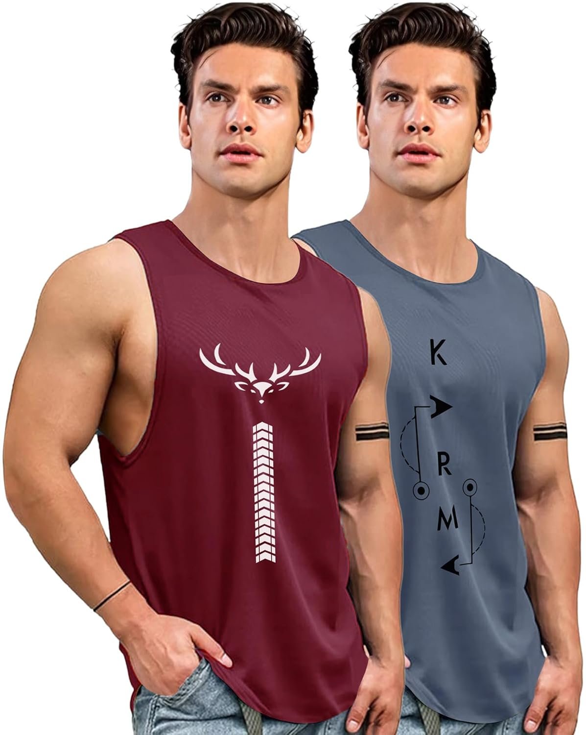 AUSK Men Vest || Gym Tshirt for Men || Karma Printed Sleeveless Regular Fit T Shirt for Mens