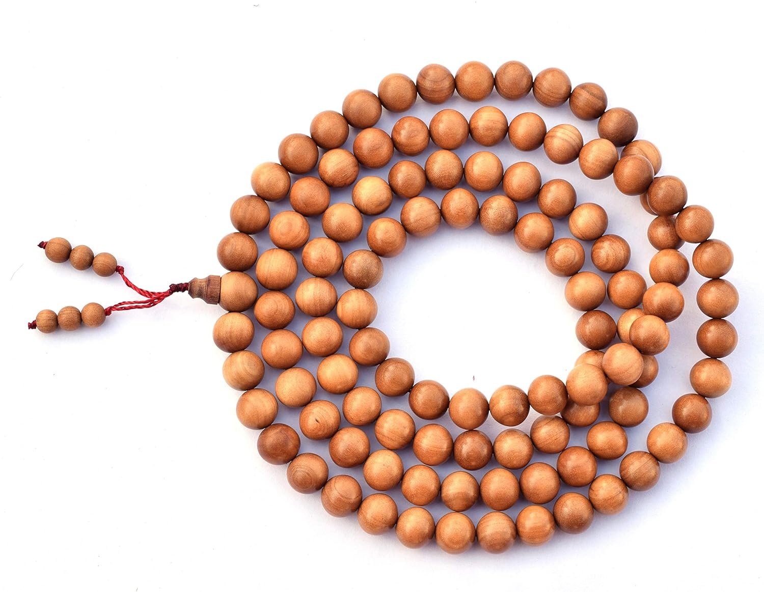 RDK Womens Handcrafted Original Fragrant Sandalwood Mala Rosary Chandan Jaapmala With Tassel Wooden Knotted Japa Maala For Meditation Pooja Chanting Wearing Jewelry 108 Prayer Beads