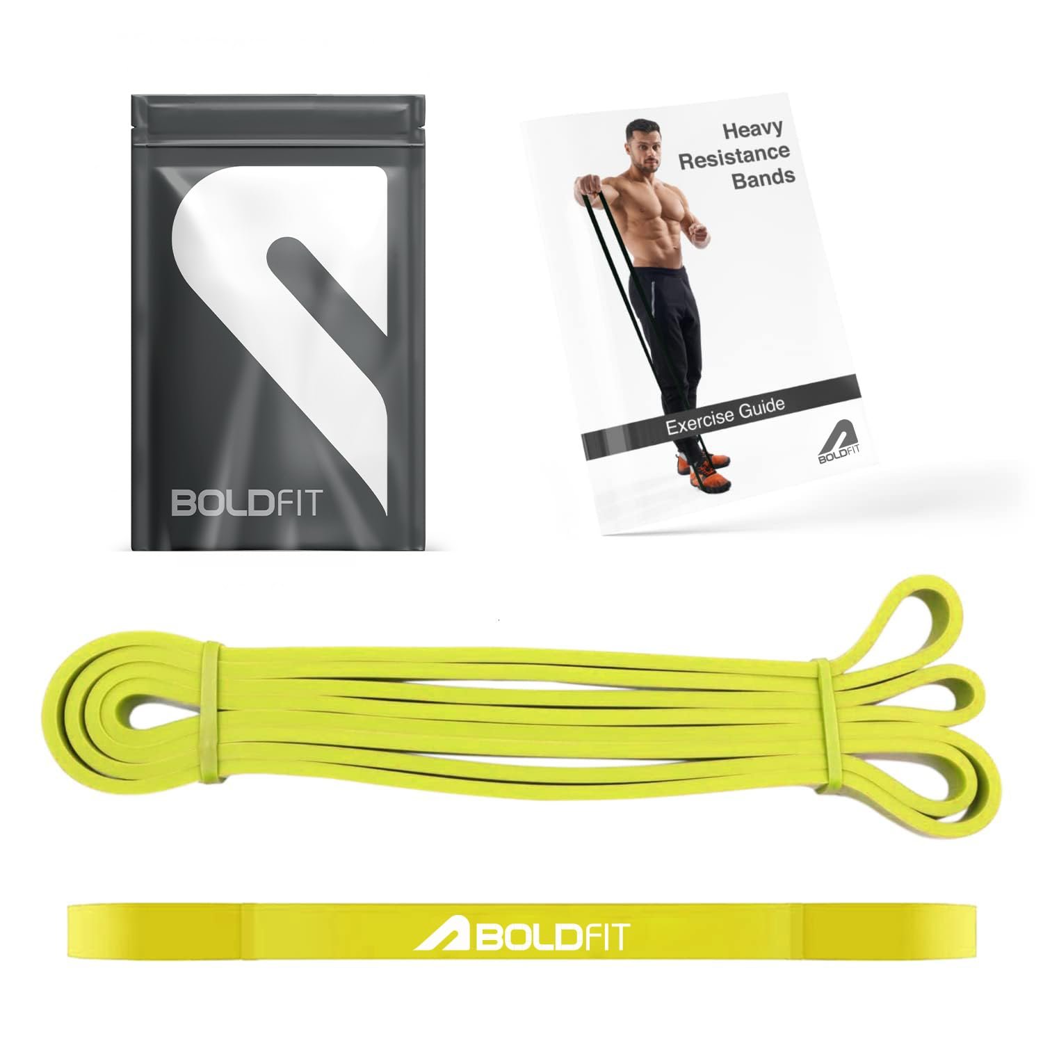 Boldfit Heavy Resistance Band for Workout Set Exercise & Stretching Pull Up Bands for Home Exercise for Gym Men & Women Loop Bands Toning Bands Resistance Band Yellow (3-7 Kg)