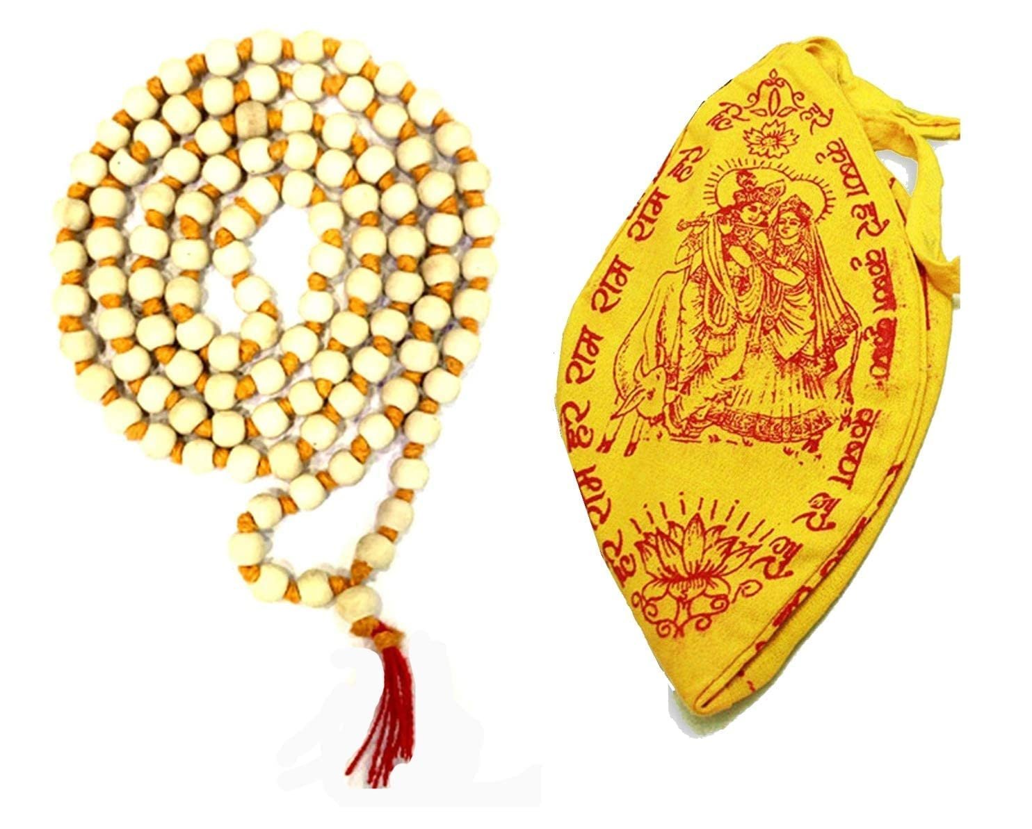 NILAY Tulsi Japa Mala Original 108 Beads Pure Tulsi Jap Mala for Mantra Jaap with Goumukhi Jaap Bag Krishna Japa Mala