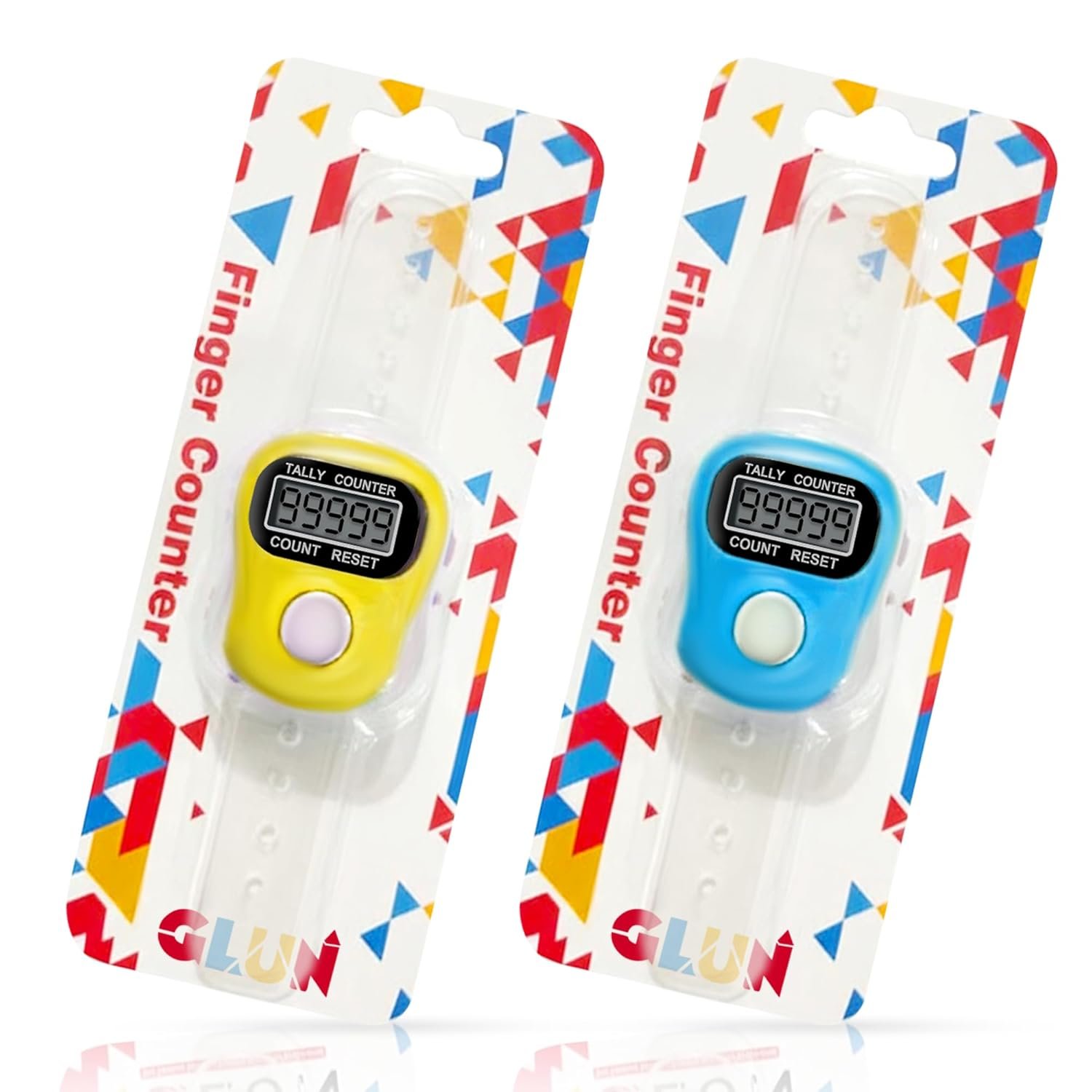 Finger Counting Device, Pack of 2 Different Colours, 5 Digit Clicker Finger Counter Device Multicolour with Clear Visible Numbers, Useful for Various Counting Purposes
