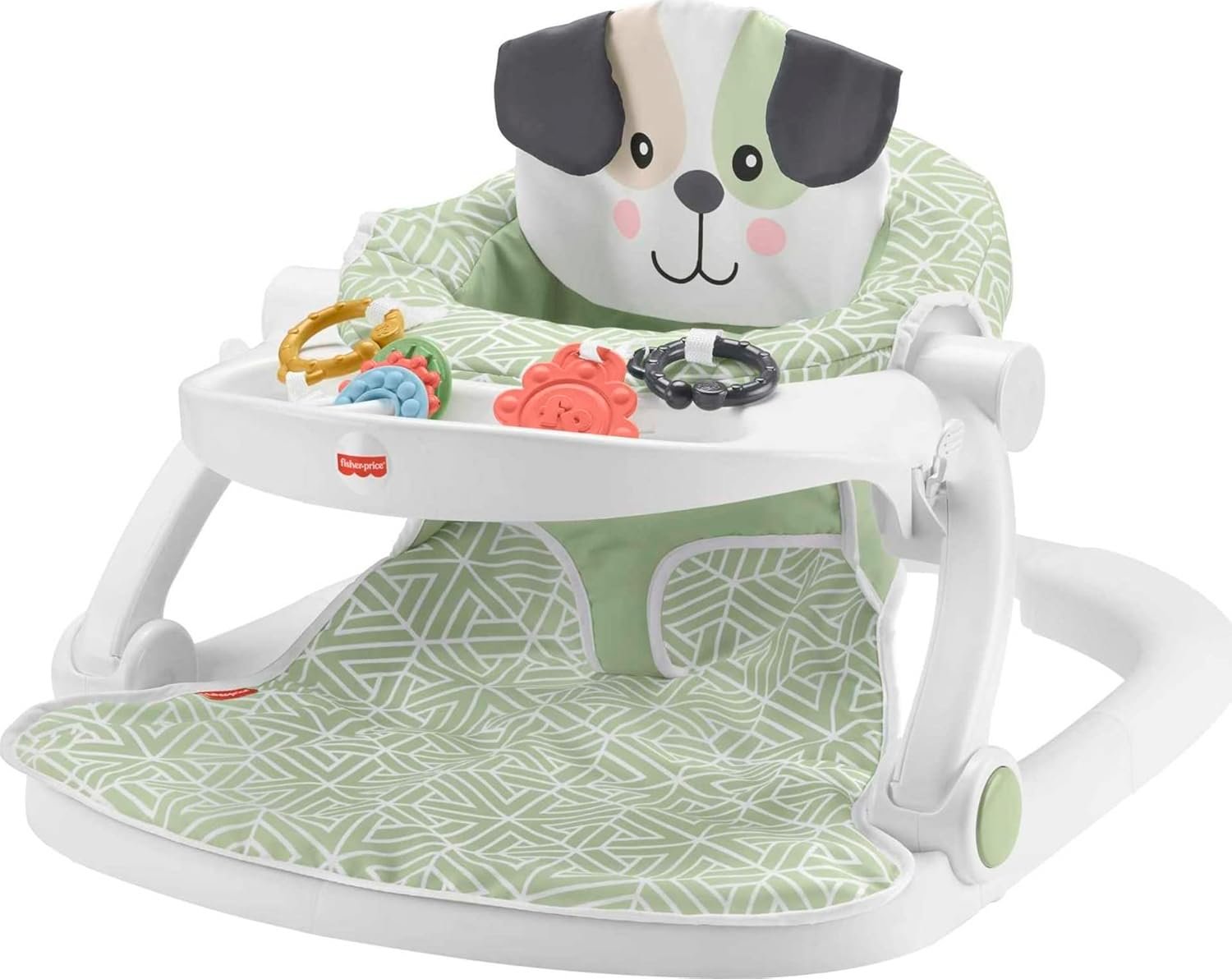 Fisher-Price Portable Baby Chair Sit-Me-Up Floor Seat with Snack Tray and Developmental Toys, Puppy Perfection