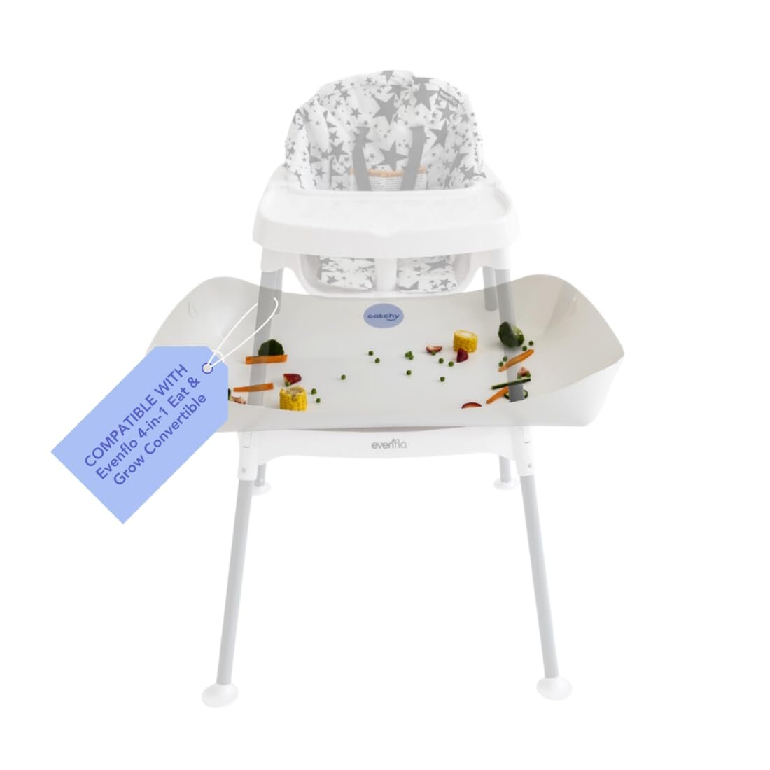 CATCHY – Food Catcher – Compatible with Evenflo 4-in-1 Eat & Grow High Chair + 11 Other High Chairs – Highchair Sold Separately – Baby & Toddler Food & Mess Catcher – Under High Chair Accessory