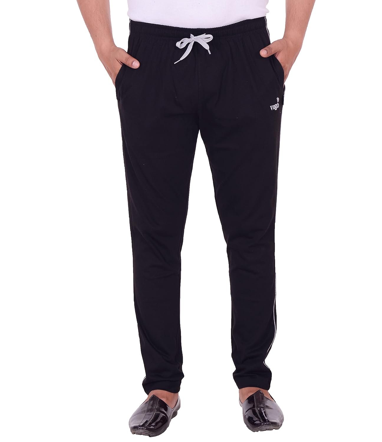 VEGO Men’s Regular Fit Pure Cotton Black Plus Size Lower/Track Pants