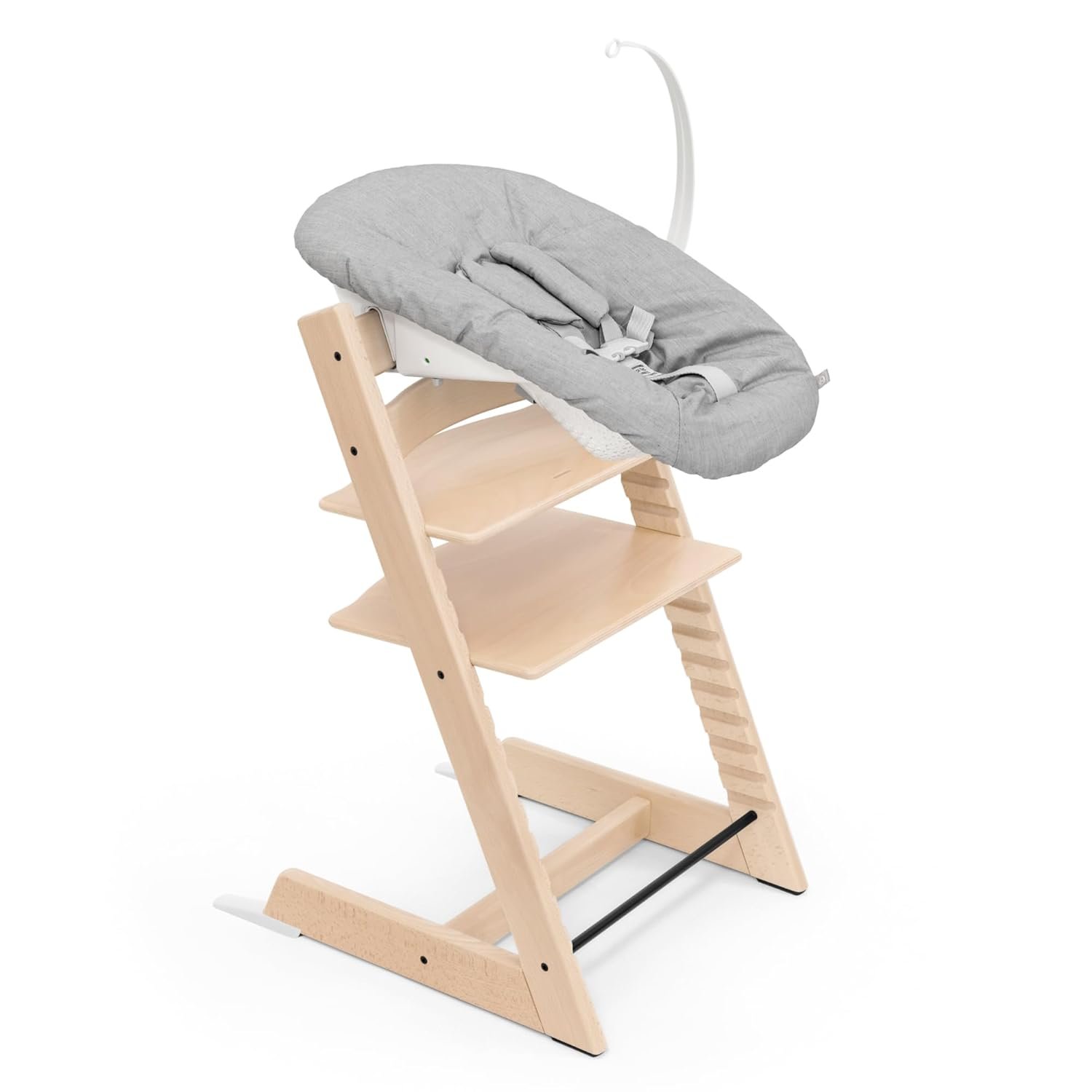 Tripp Trapp Chair from Stokke (Natural) + Tripp Trapp Newborn Set (Grey) – Cozy, Safe & Simple to Use – for Newborns Up to 20 lbs