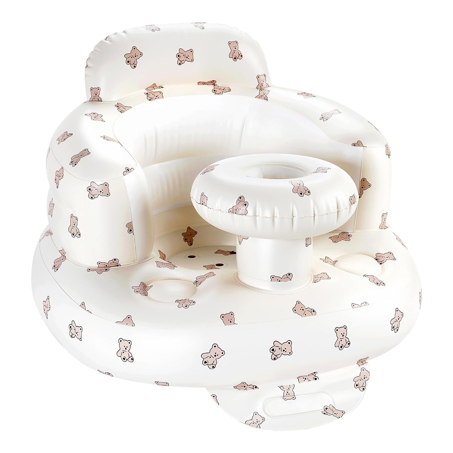 Inflatable Baby Seat with Tray, Comfortable Sit Me Up Floor Seat for Baby Learning to Sit, Portable Built in Air Pump Blow Up Baby Chair，Sitting Support Infant Chair for 3 Months Up (Bear Cub)