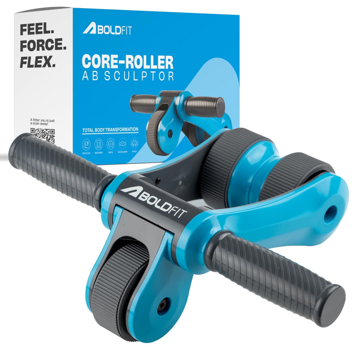 Boldfit Abs Roller for Men & Women Premium Ab Wheel Roller Stomach Abs Roller for Home Workout, Gym Ab Roller for Men Abs Workout Equipment for Abdominal Ab Roller Home Exercise Equipment – Blue