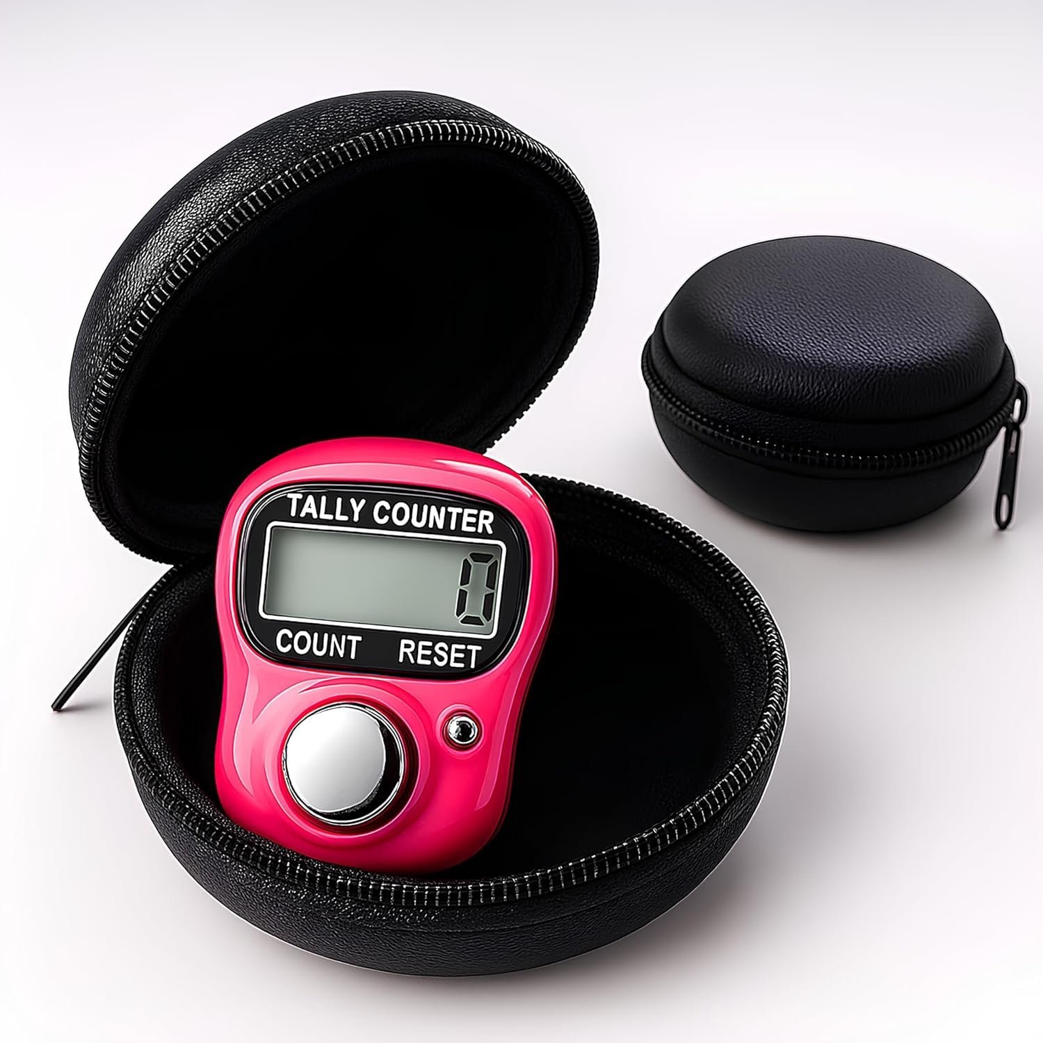 Tally Counter Finger Ring with Black Pouch for Chanting Mantra, Naam Jap Counter Digital Counting Machine for Meditation, Cricket Umpire and Various Counting Device 1-Ring,1-Pouch