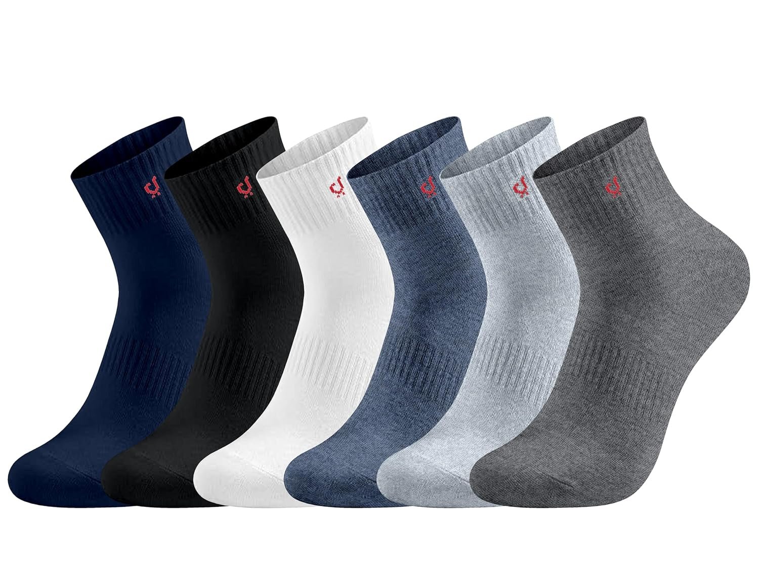 TRENDMALLS Cotton Blend Socks for Mens & Womens, Ankle Length Fit, Athletic Odour Free with Arch Support Sports Running wear Unisex Free Size (Packs of 3 & 6)