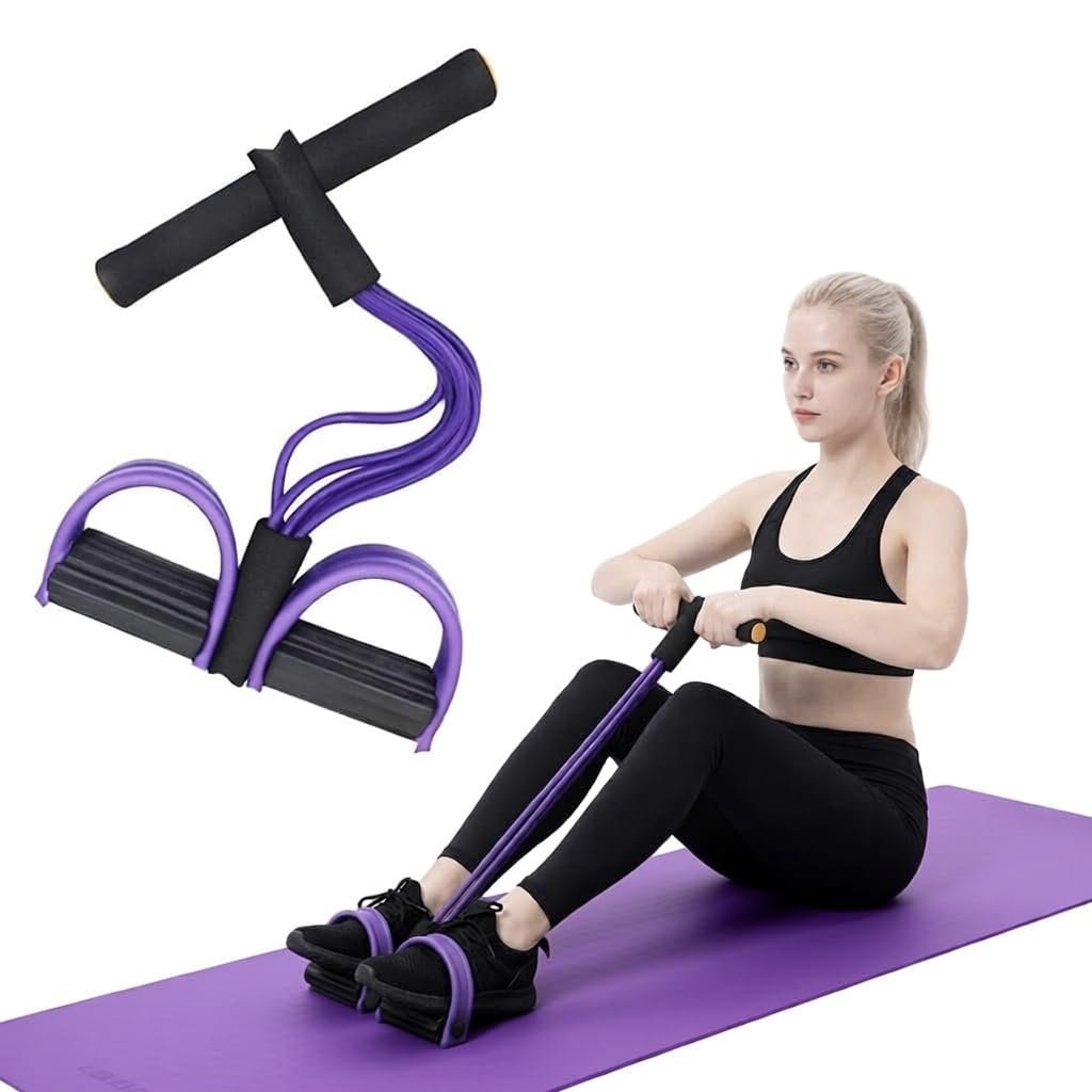 Multifunction Tension Rope, 6-Tube Elastic Yoga Pedal Puller Resistance Band, Natural Latex Tension Rope Fitness Equipment, for Abdomen/Waist/Arm/Leg Stretching Slimming