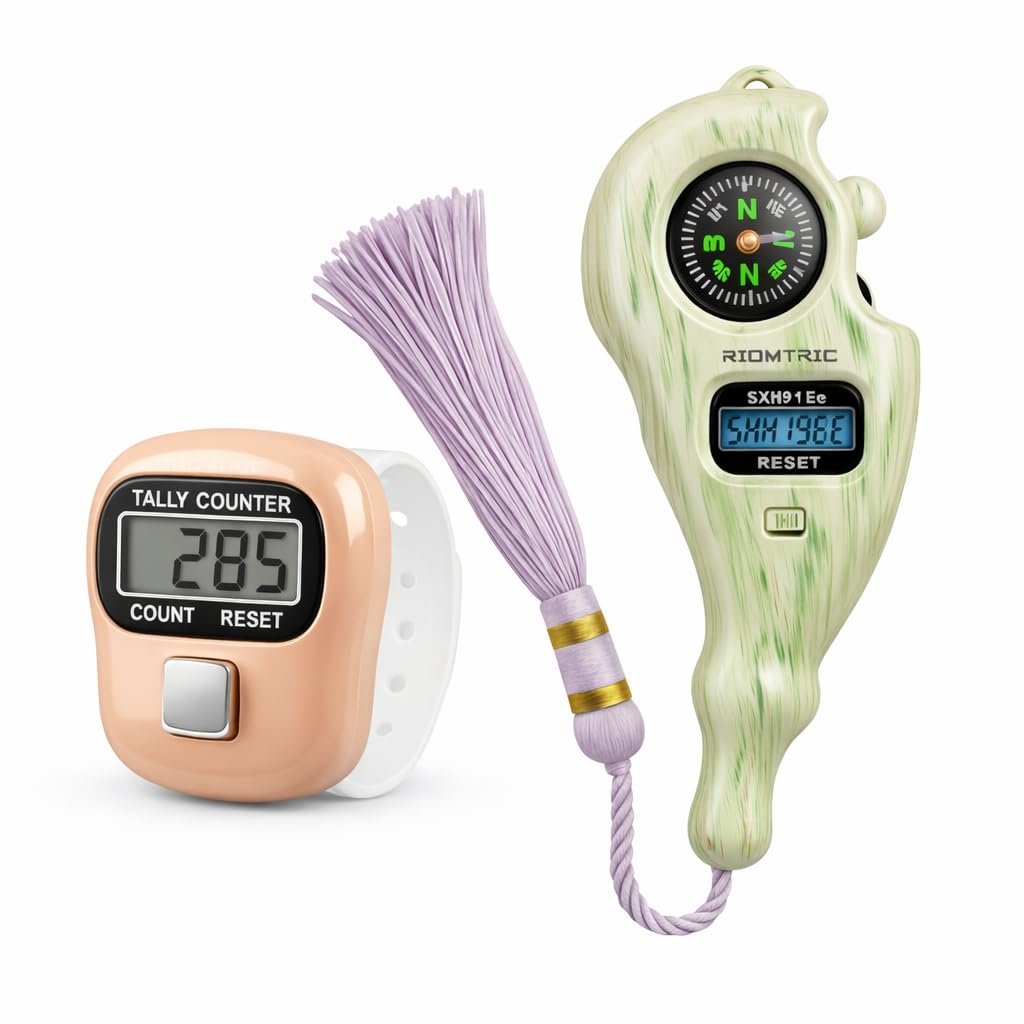 YBN Mantra Jaap Mala Digital Counter Tally Counting with Compass Machine Finger Portable Hand Mini Ring Tasbih Misbaha – Different Use Naam Mantra Jaap -Multi-Color (Jaap Counter-Combo)(Random Color)