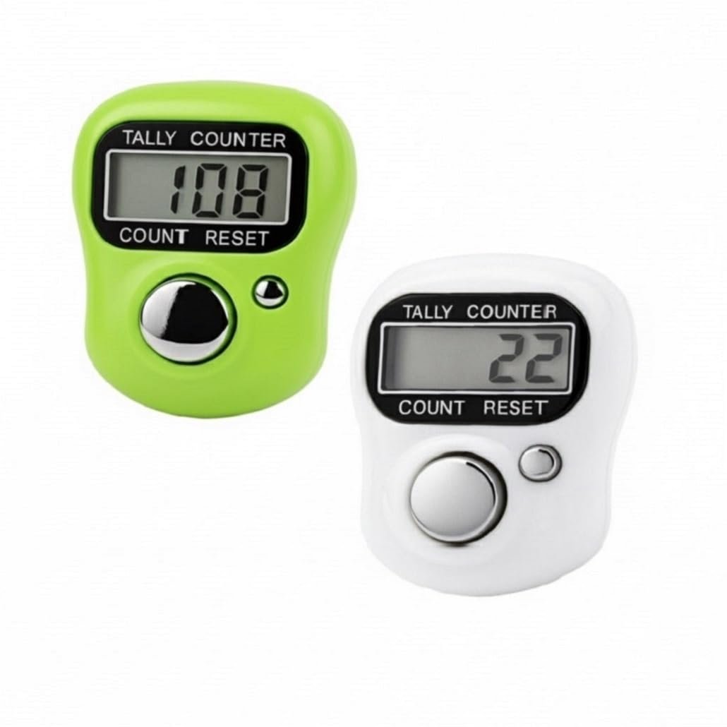 [ Pack of 2 ] – Multicolor Naam Jap Counter | Flexible Finger Strap, Counter for Chanting Mantra | Lightweight, Tally Counters | Bright LCD Screen, Finger Counters | Naam Jap Counting Machine