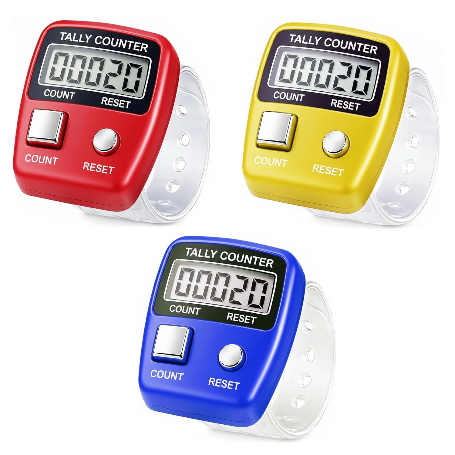 Naam Jap & Tasbih Digital Tally Counter | Electronic Tally Counter for Mantra, Zikr, Meditation & Prayer | Finger Ring Chant Device (Pack of 3)