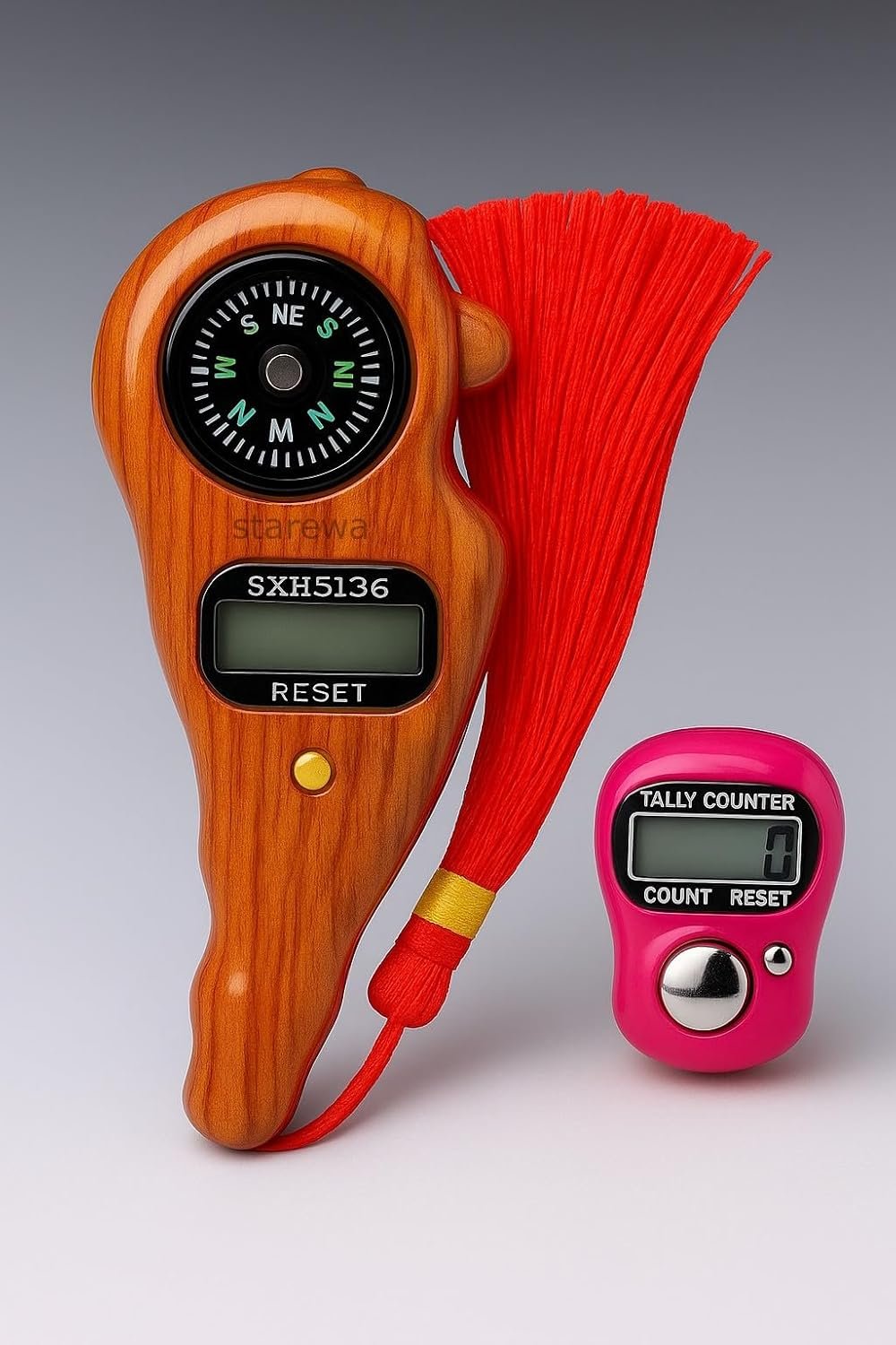 Combo Wooden Digital Finger Counter with Mini LED Display Adjustable Finger Tally Counter for Chanting Meditation & Tasbih Counting Use for naam jaap Mantra Jap jaap Counter Multicolor