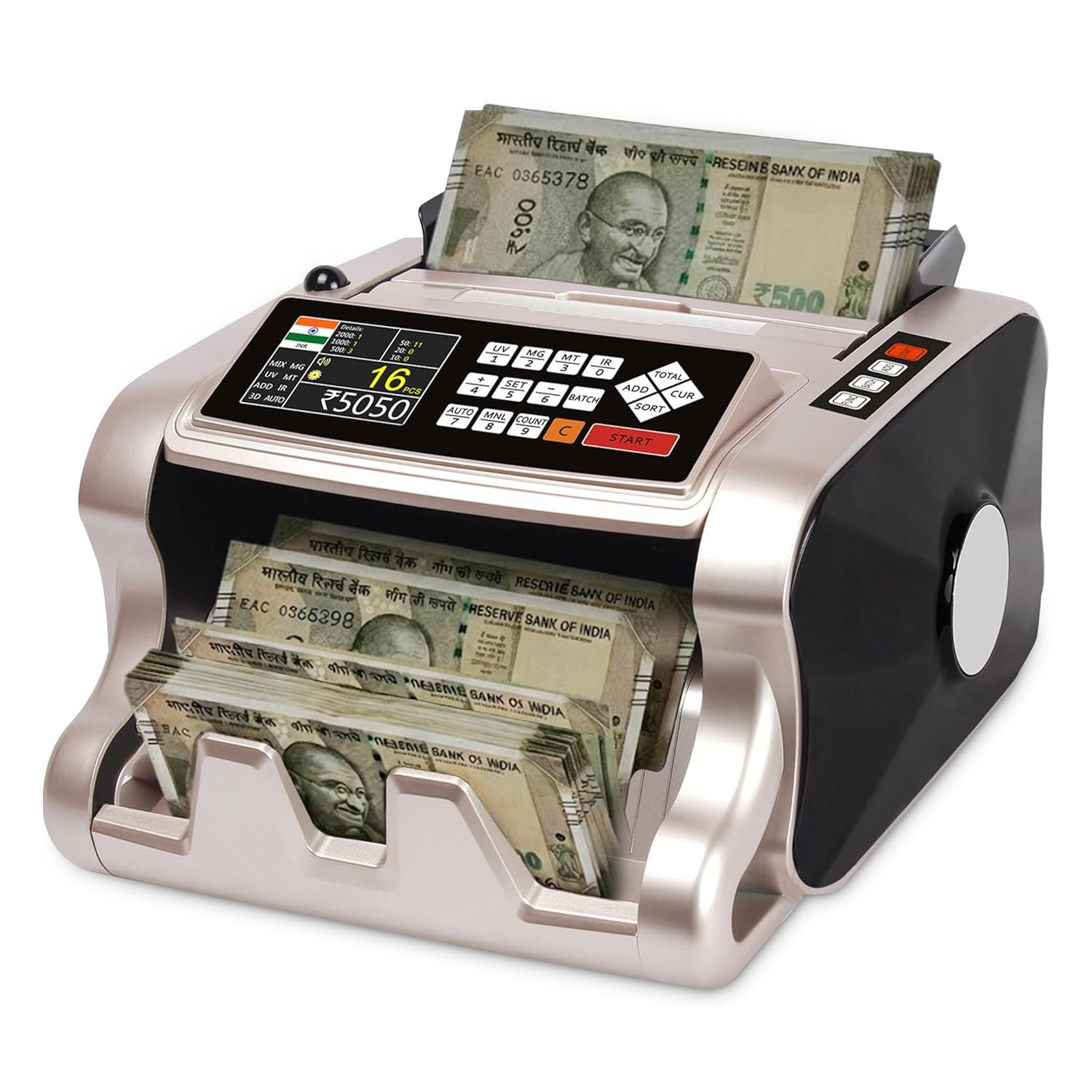 Brontix B-400 Money Counting Machine with Mix Note Count | High-Speed Note & Cash Counting Machine | Heavy Duty Currency Counting Machine with UV/MG/IR Fake Note Detection and LCD Display