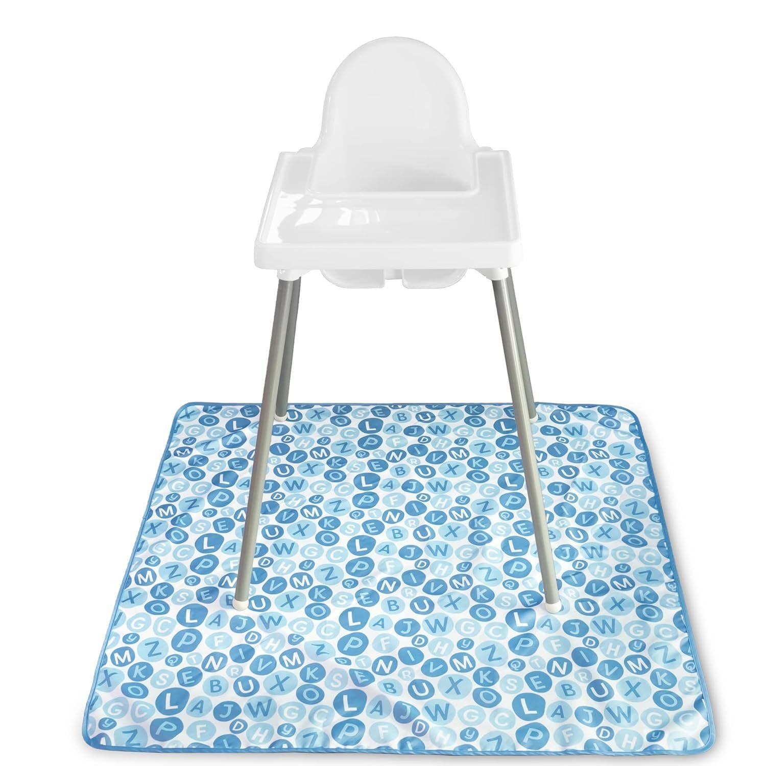 S&T INC. Baby Splat Mat for Under High Chair, Water Resistant Floor Mat, 42 Inches by 42 Inches, Blue Alphabet