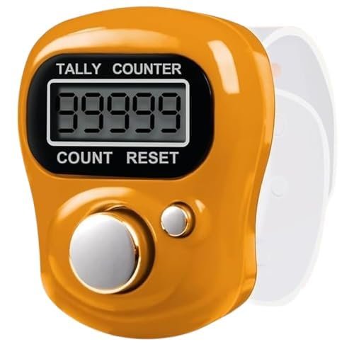 Mini Hand Tally Counter Finger Ring Digital Electronic Head Count,Japas Counter Counting Machine for Mantra Jap and Cricket Umpire Purpose Small-Multicolor (Pack-1) (Orange)