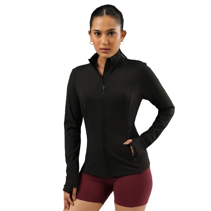 BlissClub The Ultimate Sculpt Jacket for Woman Gym Regular Fit Full Zip with Thumbhole for yoga running and sports