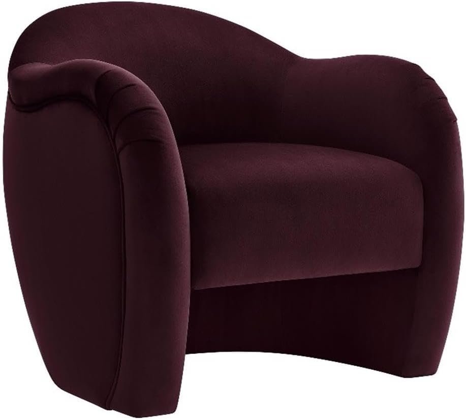 Modway Compose Barrel Chair with Performance Velvet Fabric in Mulberry – Upholstered Accent Armchair with Curved Backrest – Cozy Lounge Chair for Reading – Round Comfy Single Sofa Club Chair