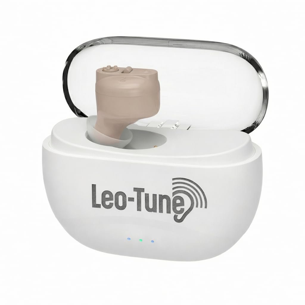 LEO TUNE Hearing Aid Machine | Hearing Aid for Ear Old Age | Invisible In-Ear Rechargeable Ear Machine | Clear Sound | Volume Control | Charging Case | Warranty